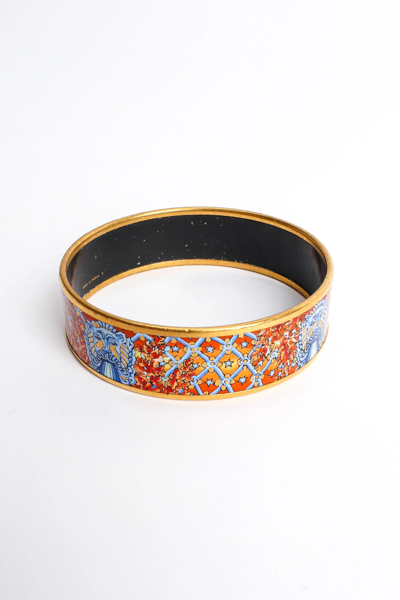 Leaf Motif Lion Wide Enamel Bracelet - Image 8