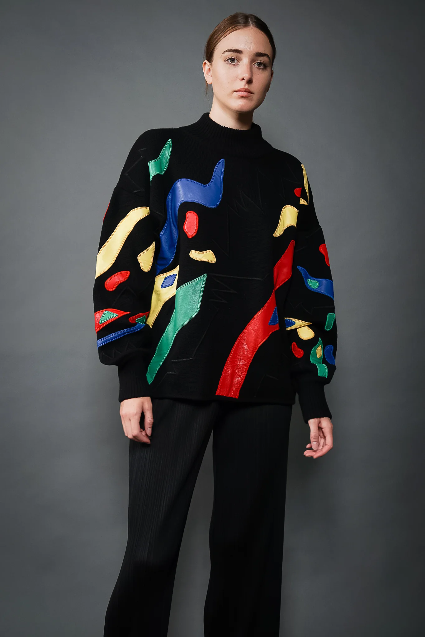 Leather Appliqué Sweater - Image 3