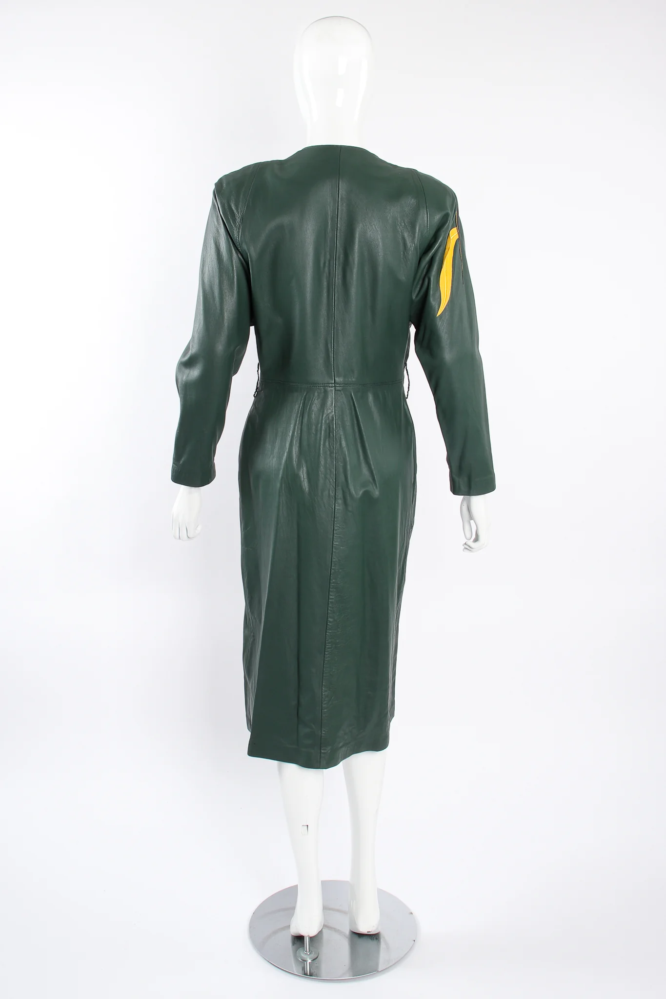 Leather Appliqué Wrap Dress - Image 7