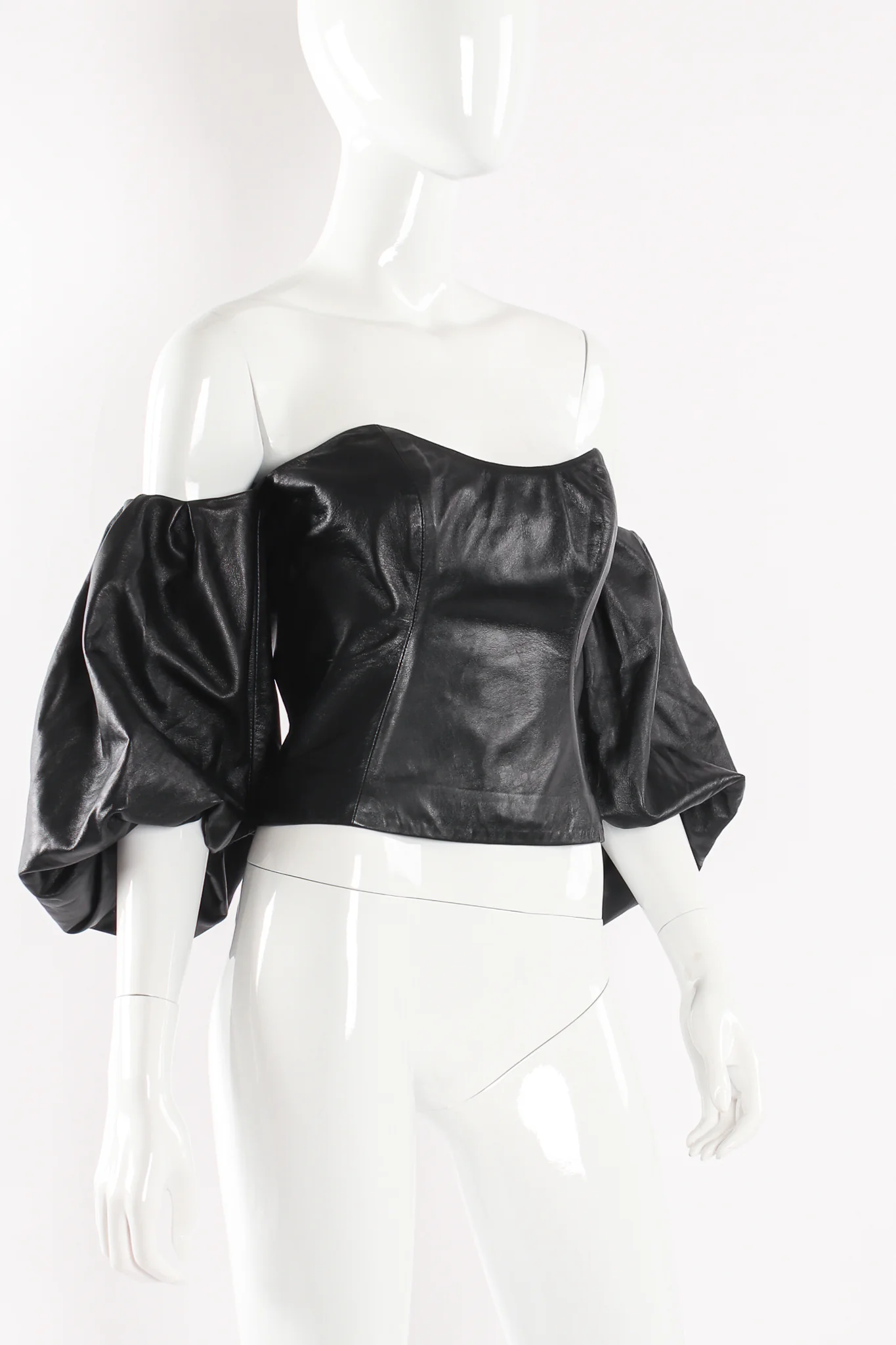 Balloon Sleeve Leather Bustier