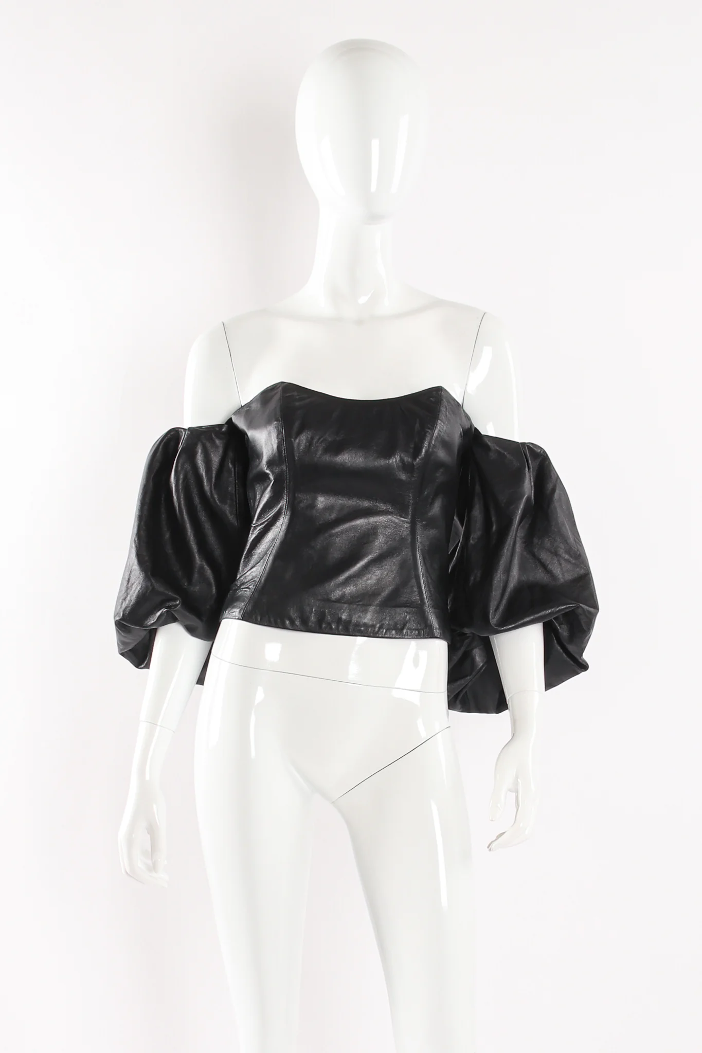 Balloon Sleeve Leather Bustier - Image 2