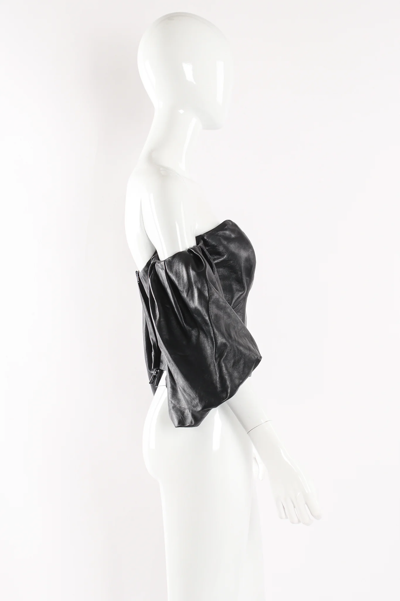 Balloon Sleeve Leather Bustier - Image 3