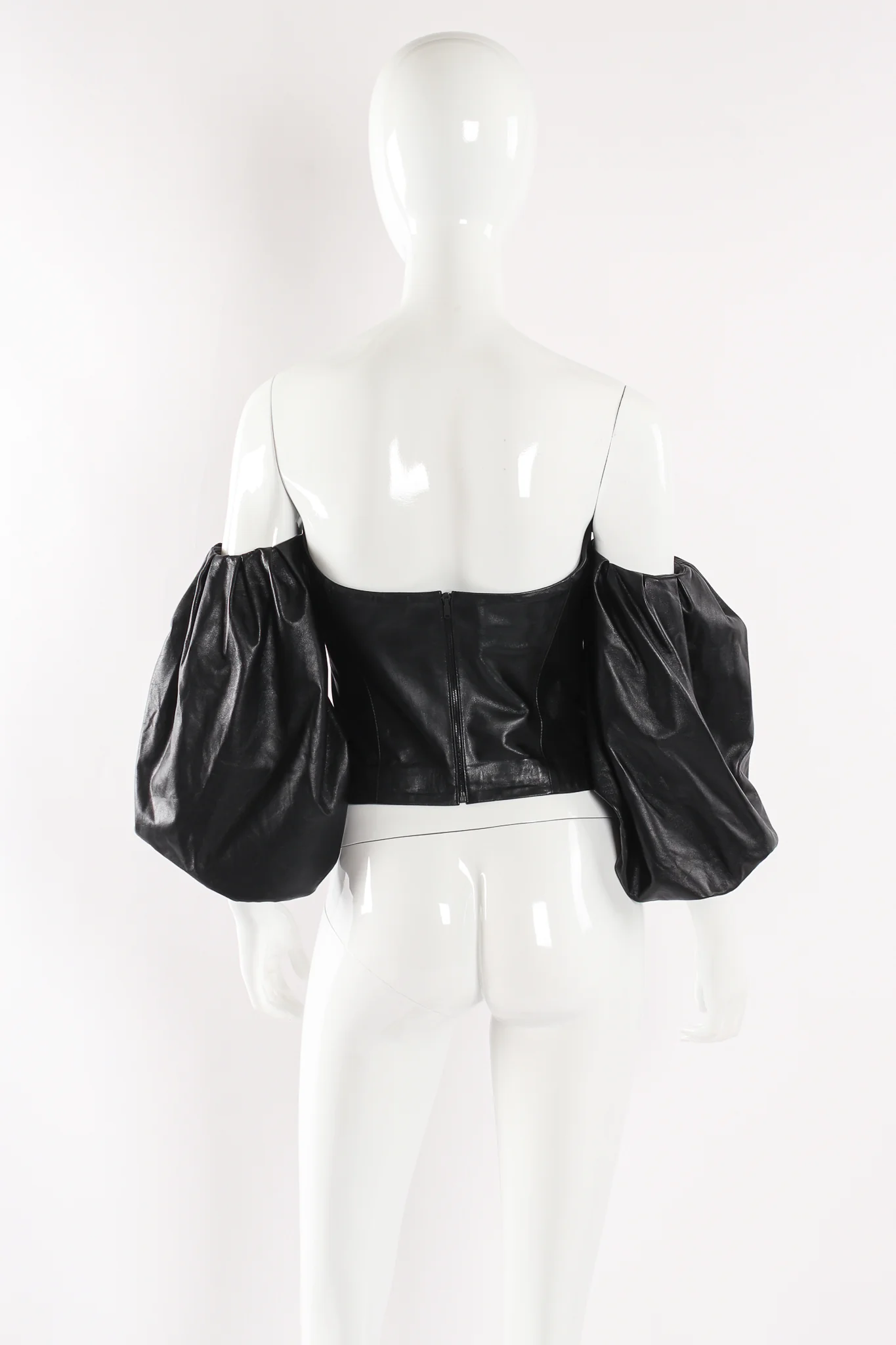 Balloon Sleeve Leather Bustier - Image 4