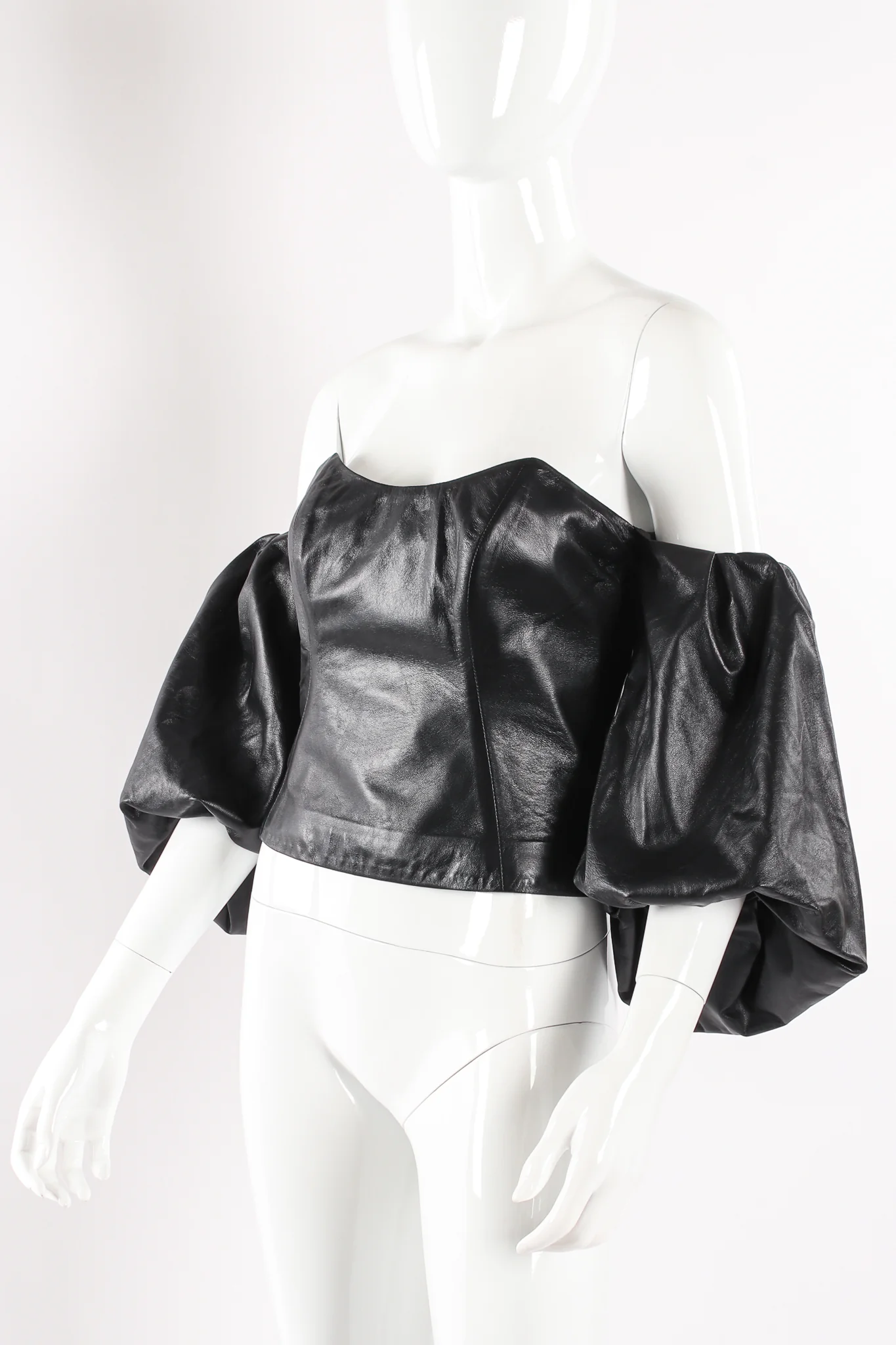 Balloon Sleeve Leather Bustier - Image 5