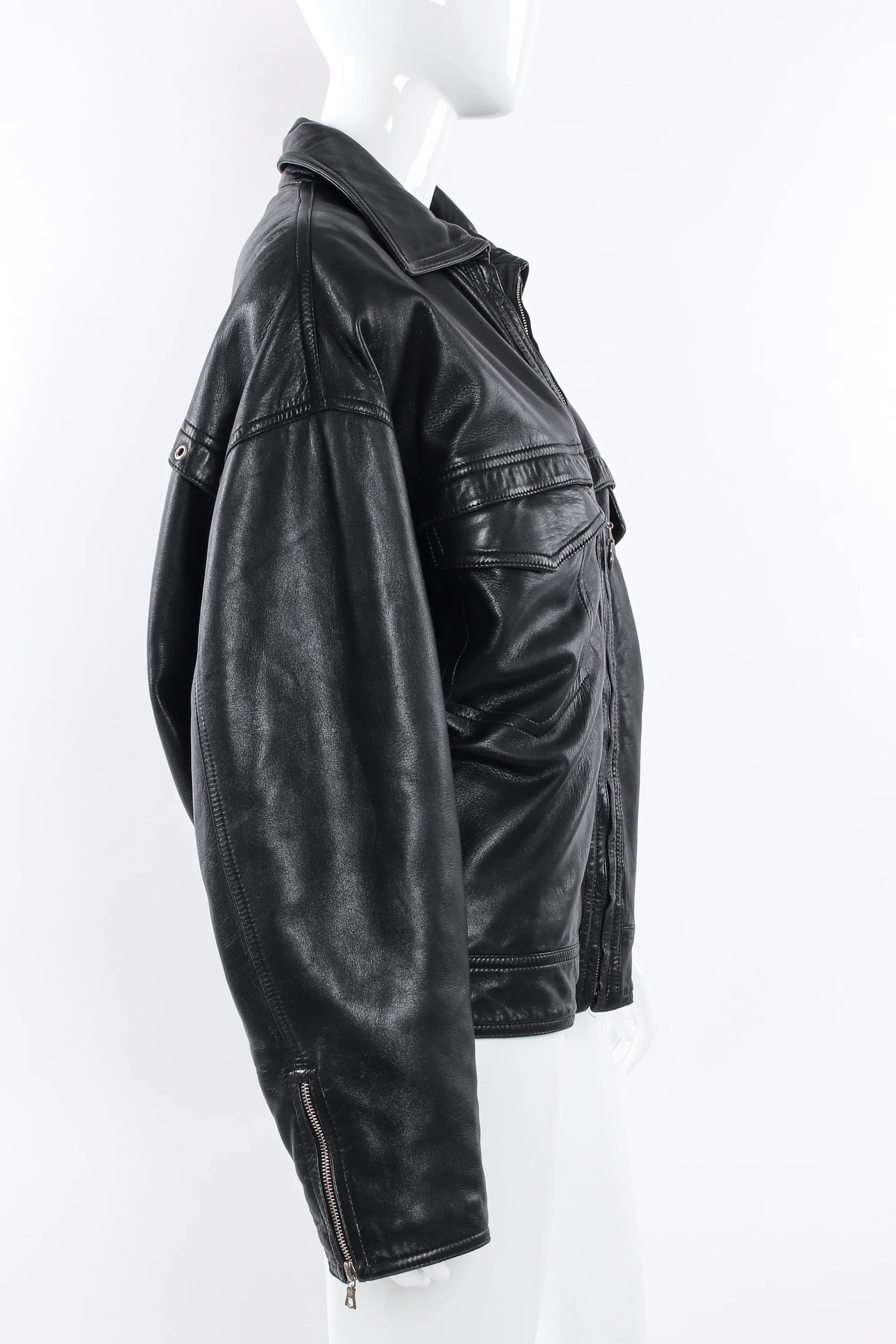 Leather Bomber Jacket - Image 5