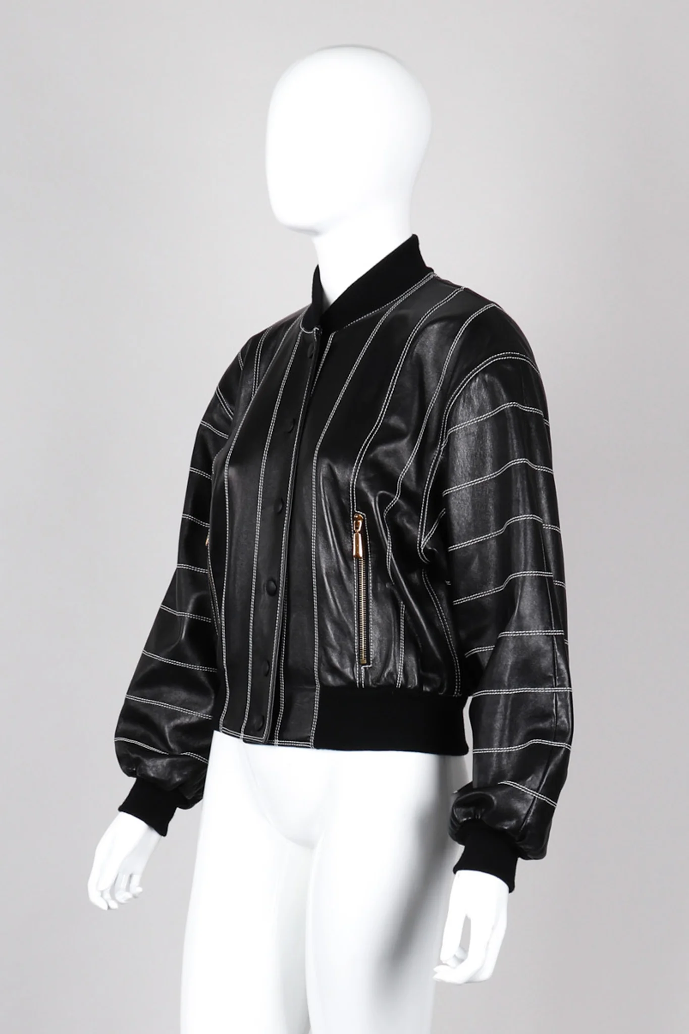 Leather Bomber Jacket - Image 4