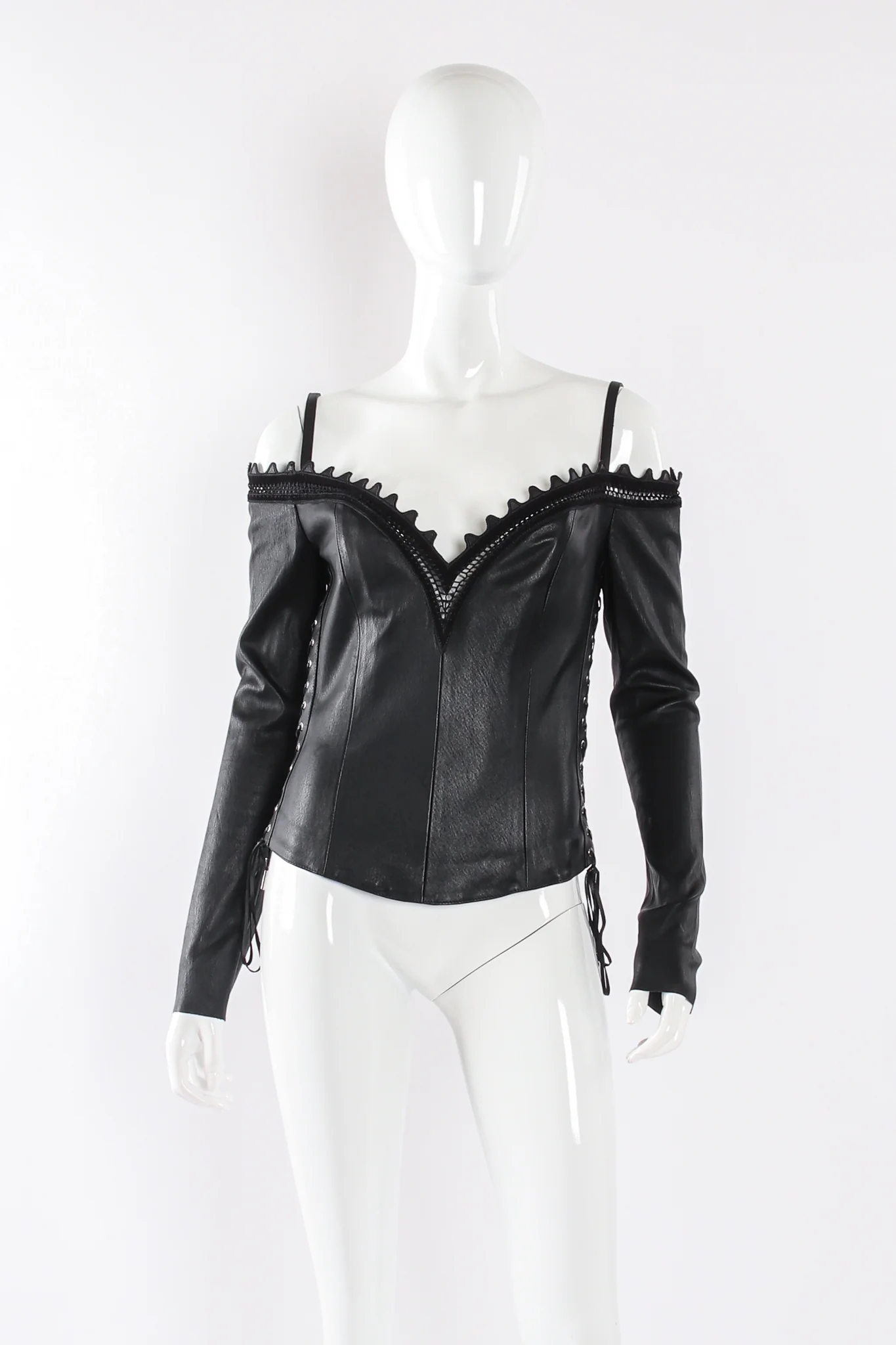Cold Shoulder Leather Corset Top - Image 2