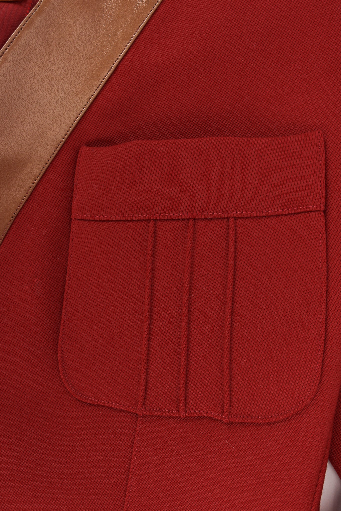 Leather Contrast Wool Blazer - Image 10