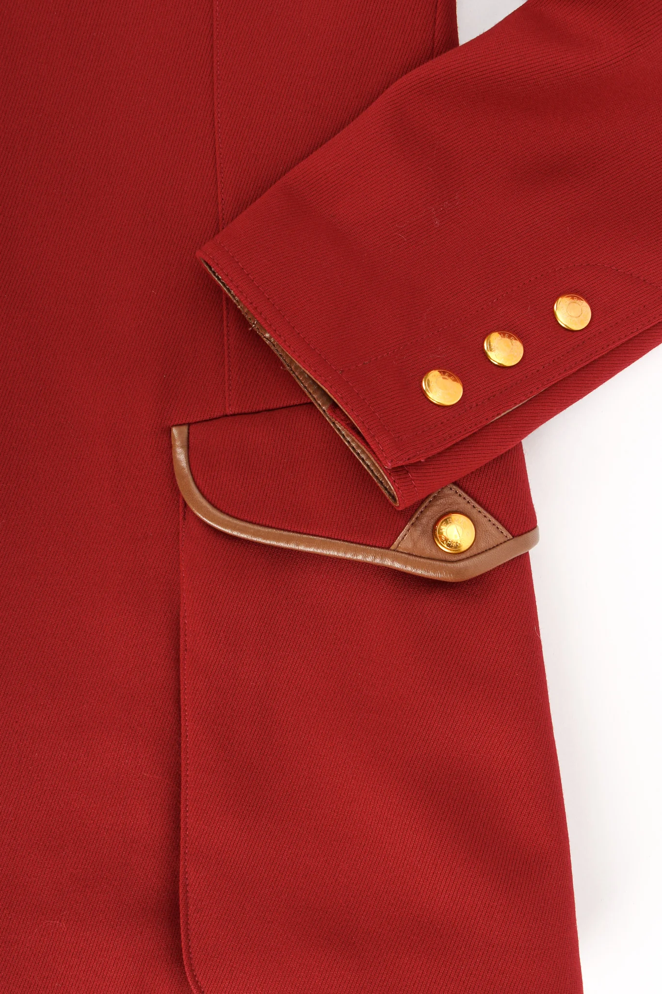 Leather Contrast Wool Blazer - Image 12