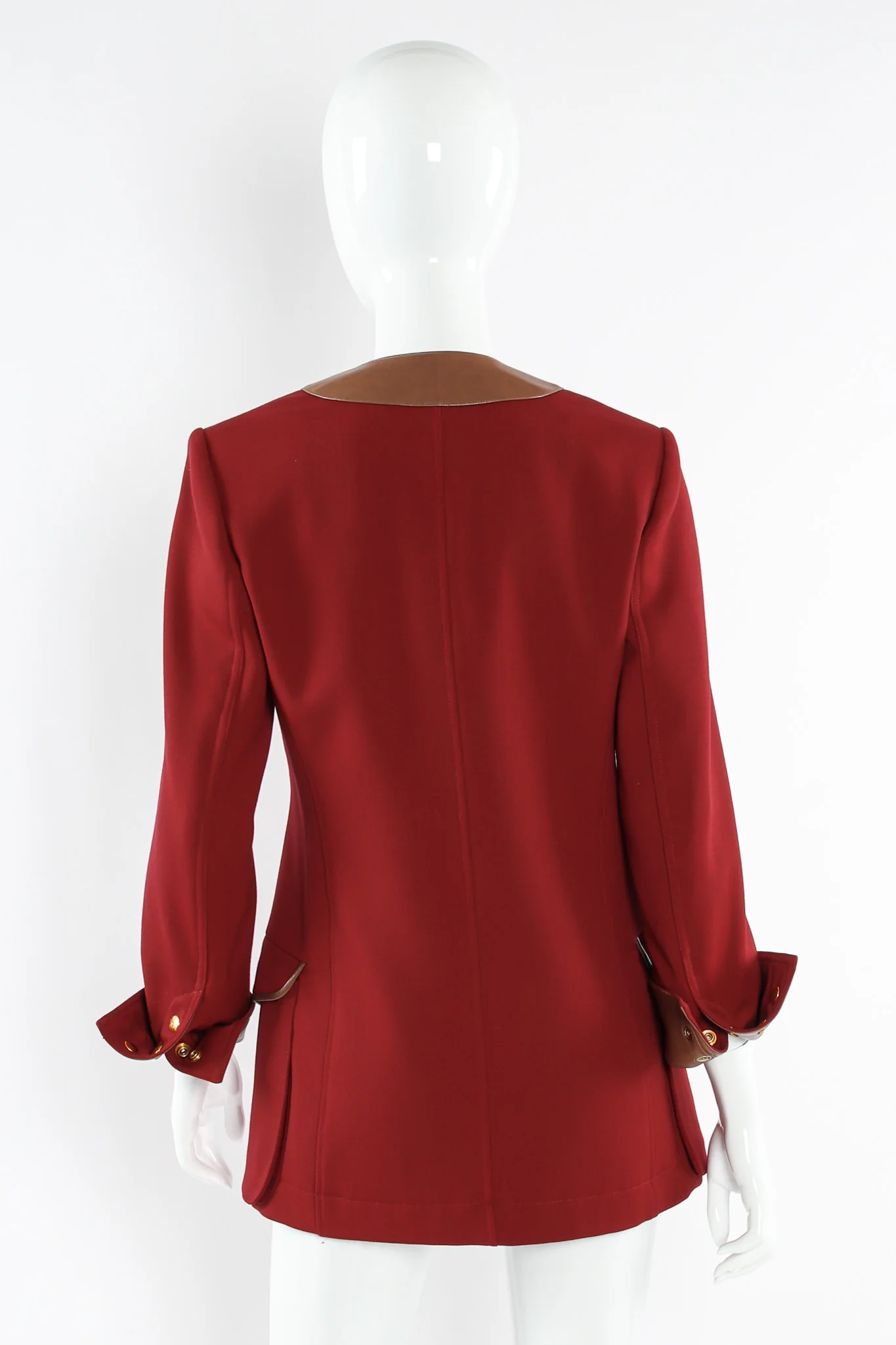 Leather Contrast Wool Blazer - Image 7