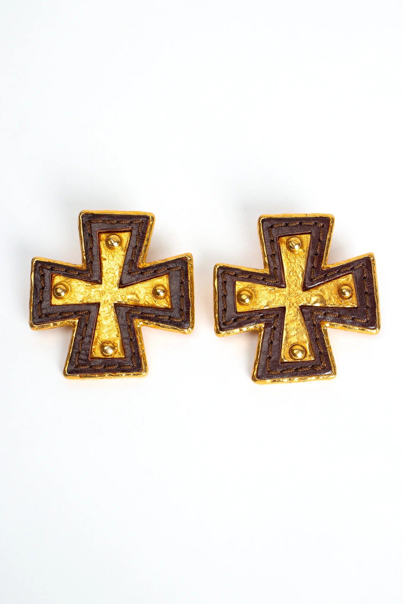 Leather Cross Earrings - Image 3