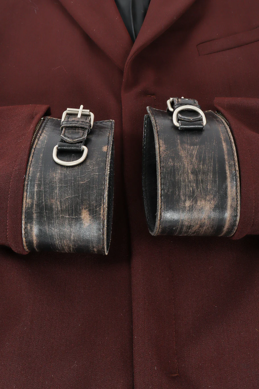 Leather Cuff Wool Blend Jacket - Image 10