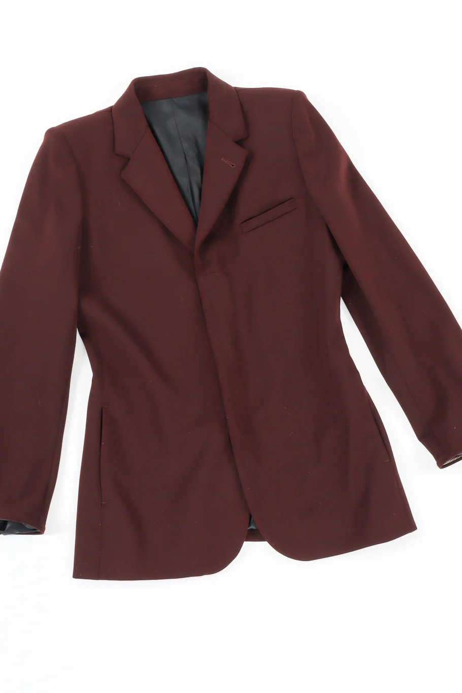 Leather Cuff Wool Blend Jacket - Image 11