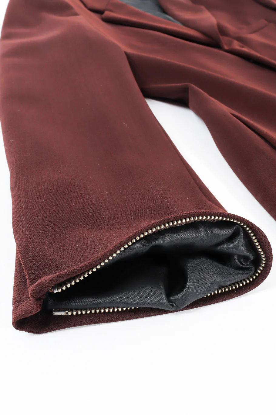 Leather Cuff Wool Blend Jacket - Image 13