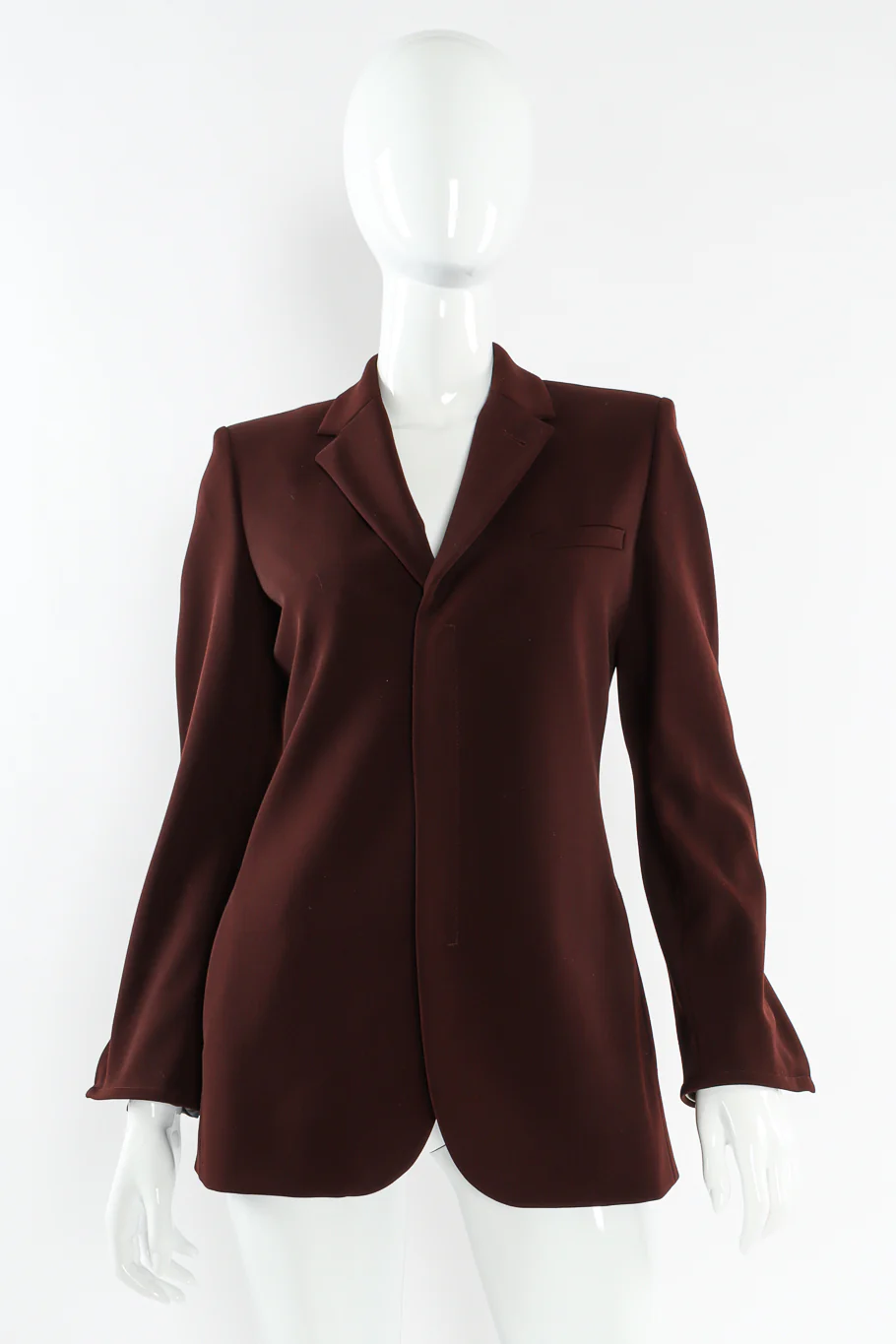 Leather Cuff Wool Blend Jacket - Image 2