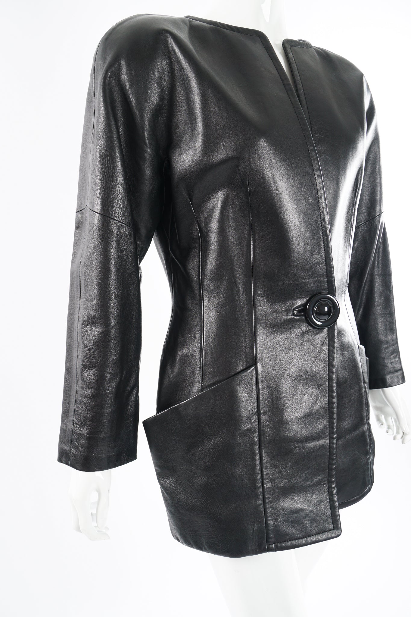Leather Curved Shoulder Jacket
