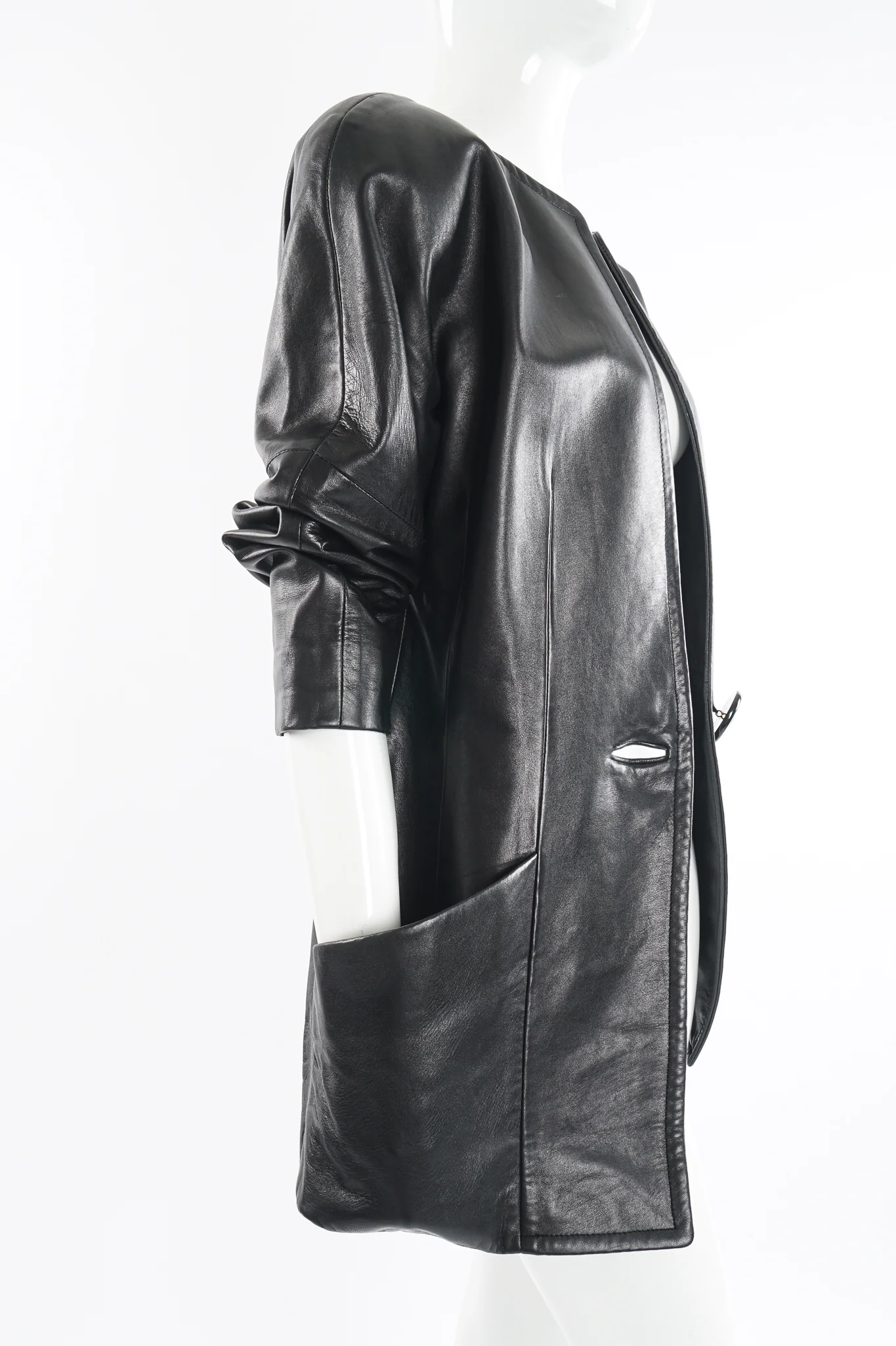 Leather Curved Shoulder Jacket - Image 4