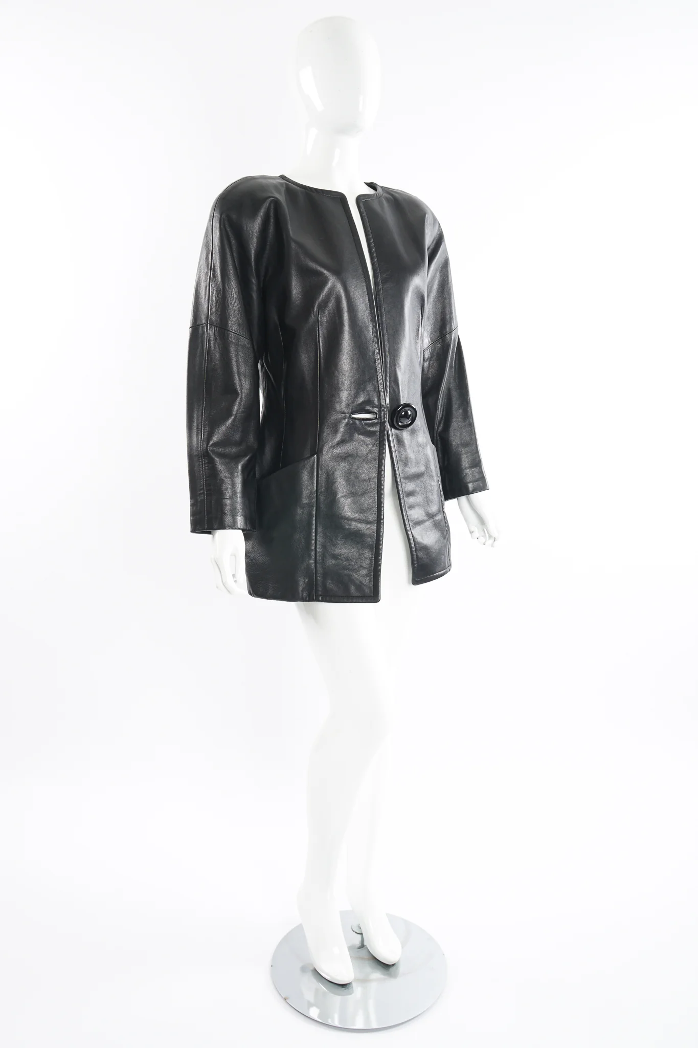 Leather Curved Shoulder Jacket - Image 5