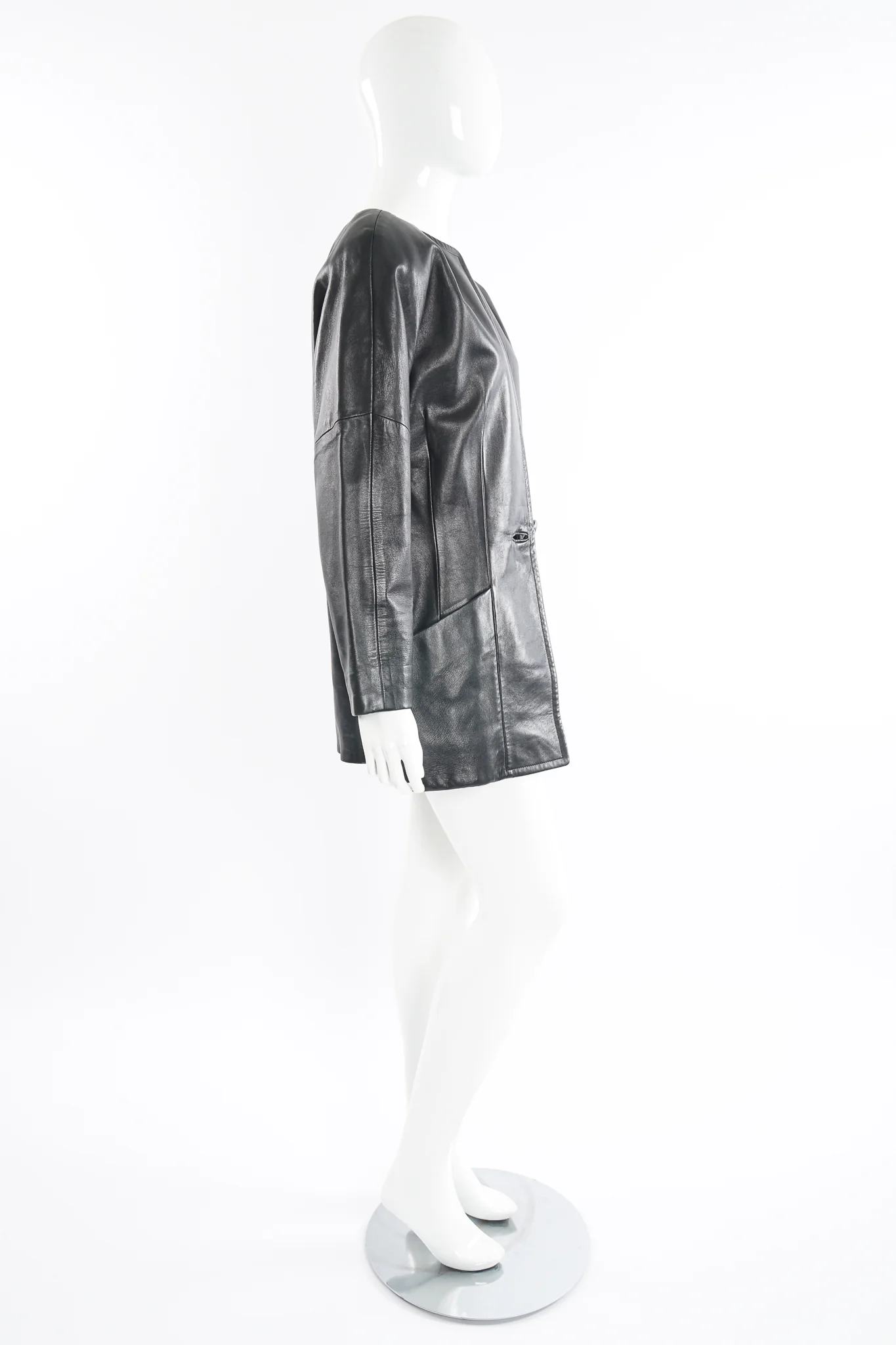 Leather Curved Shoulder Jacket - Image 7