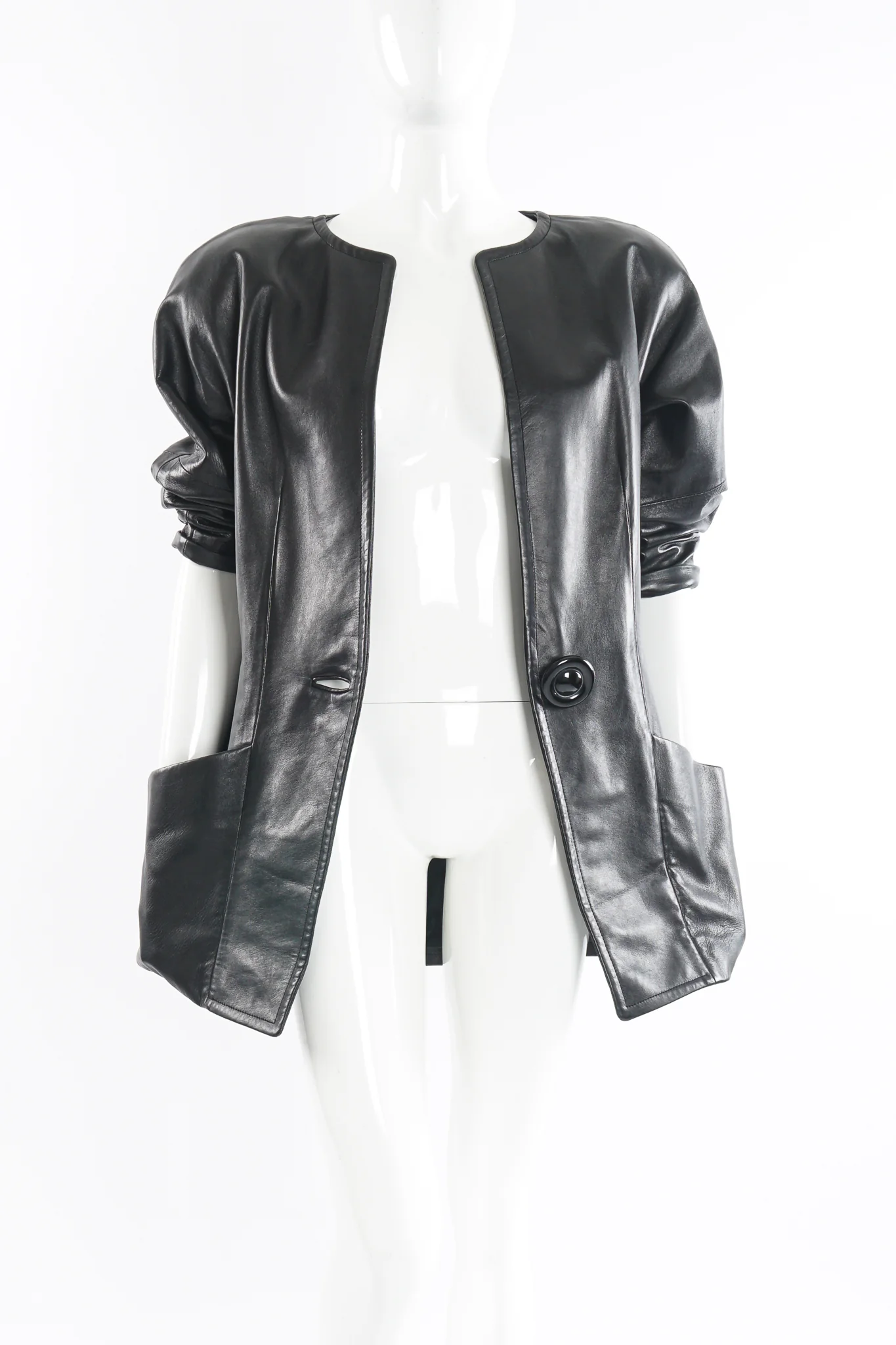 Leather Curved Shoulder Jacket - Image 9