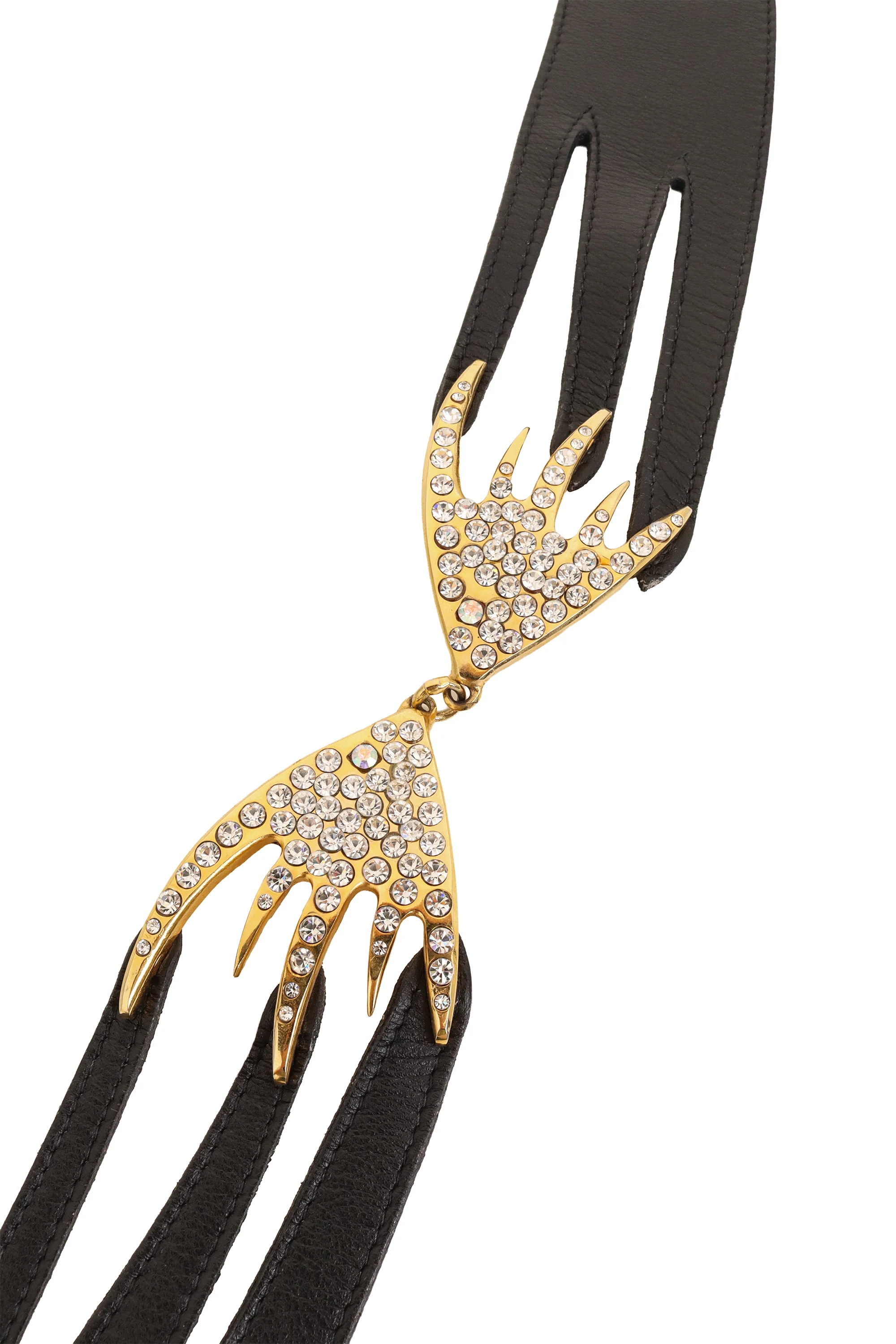 Leather Cutout Crystal Wing Belt - Image 3
