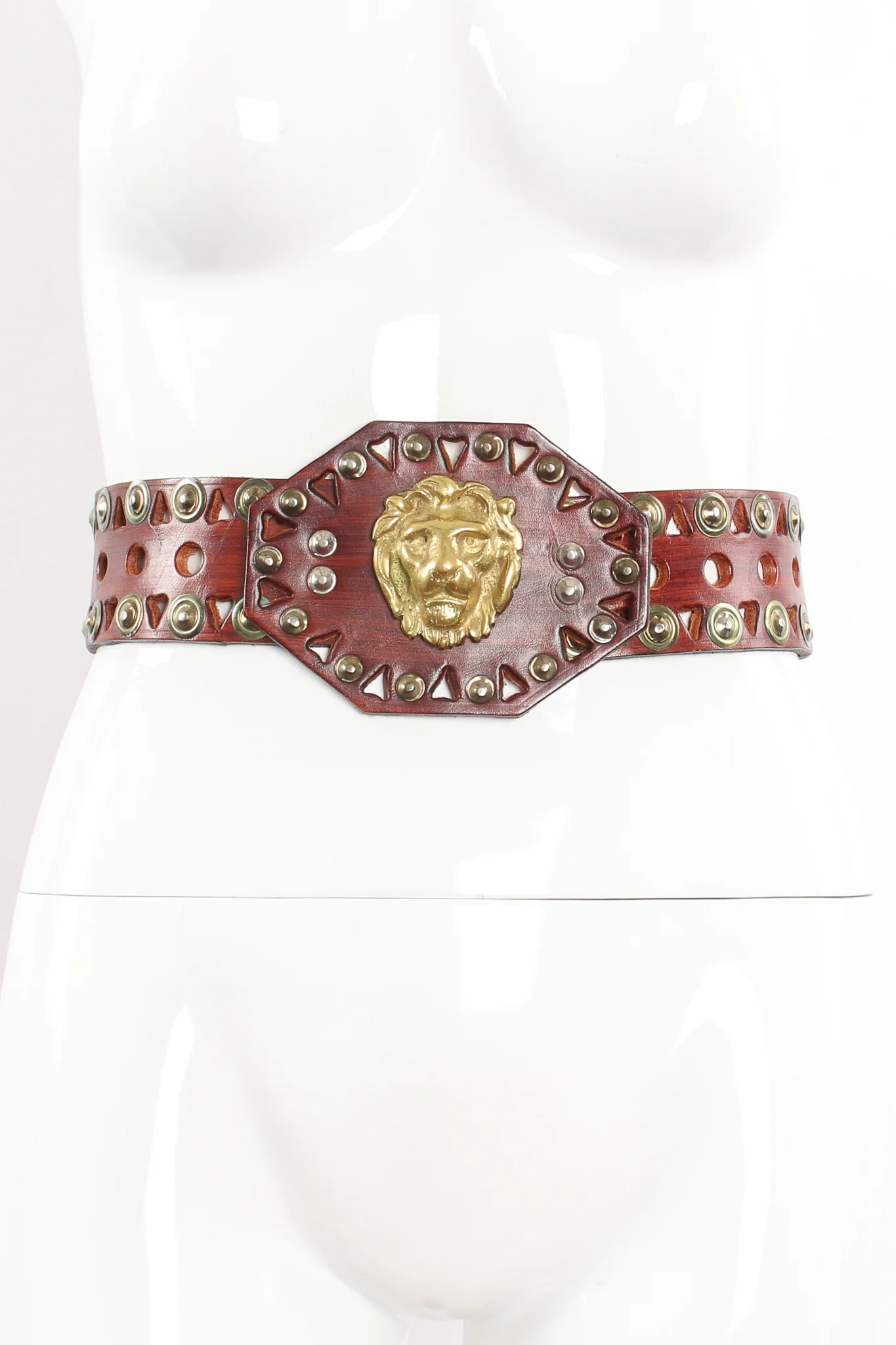 Leather Cutout Hinged Lion Belt - Image 2