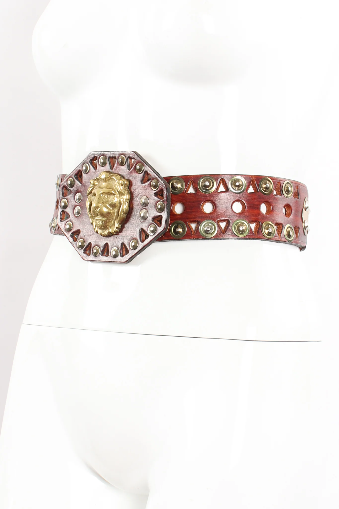 Leather Cutout Hinged Lion Belt - Image 3