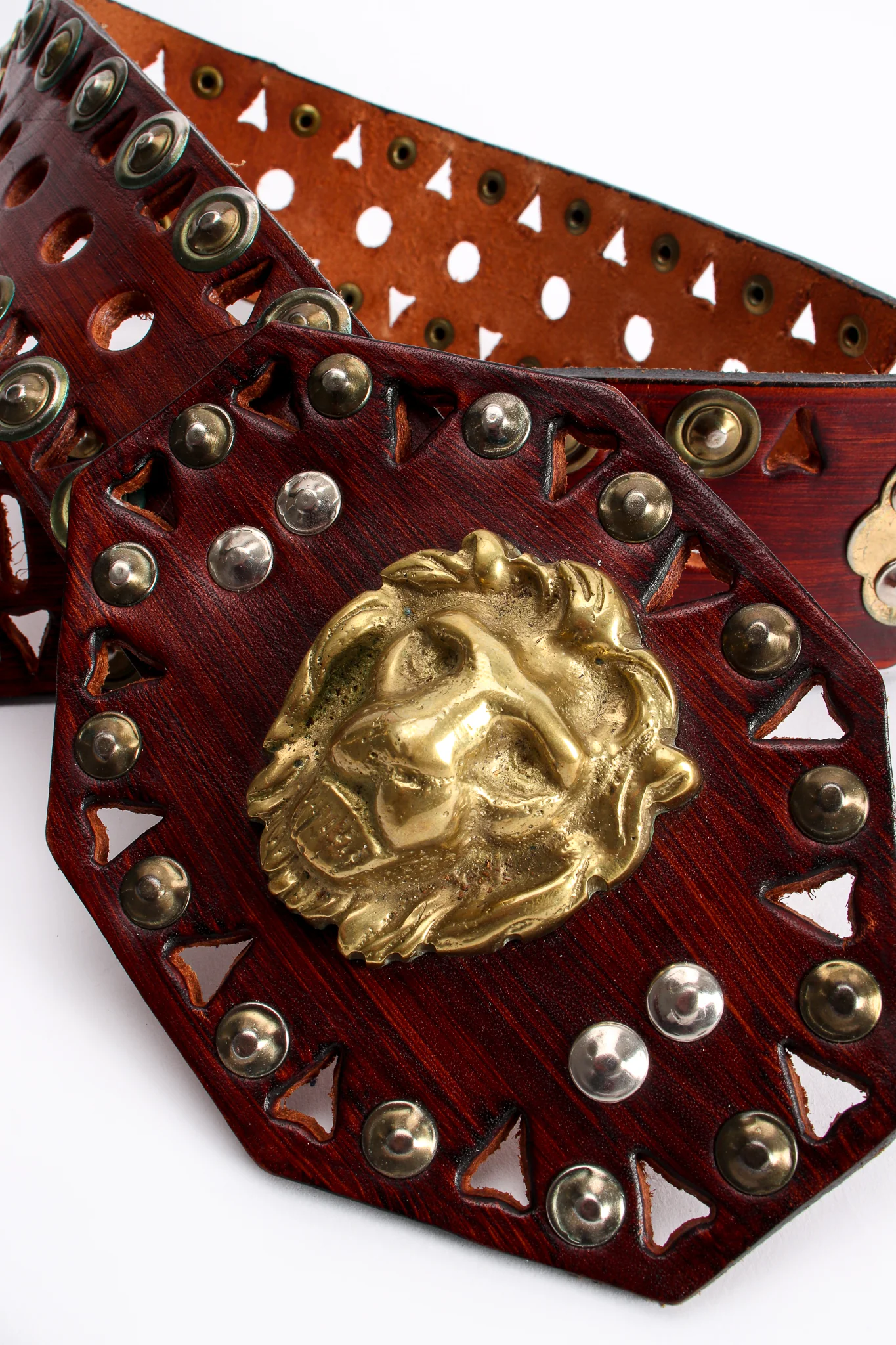 Leather Cutout Hinged Lion Belt - Image 8