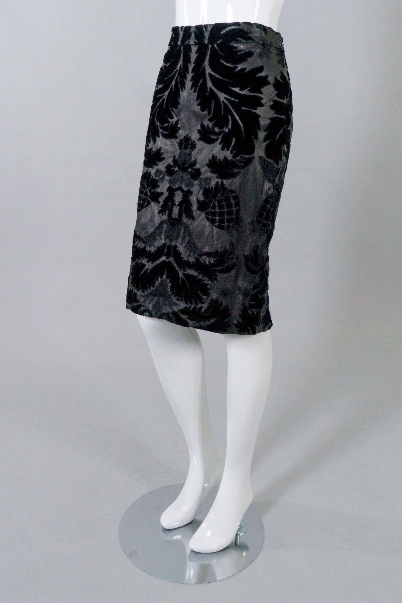 Leather Embroidered Appliqué Skirt - Image 2