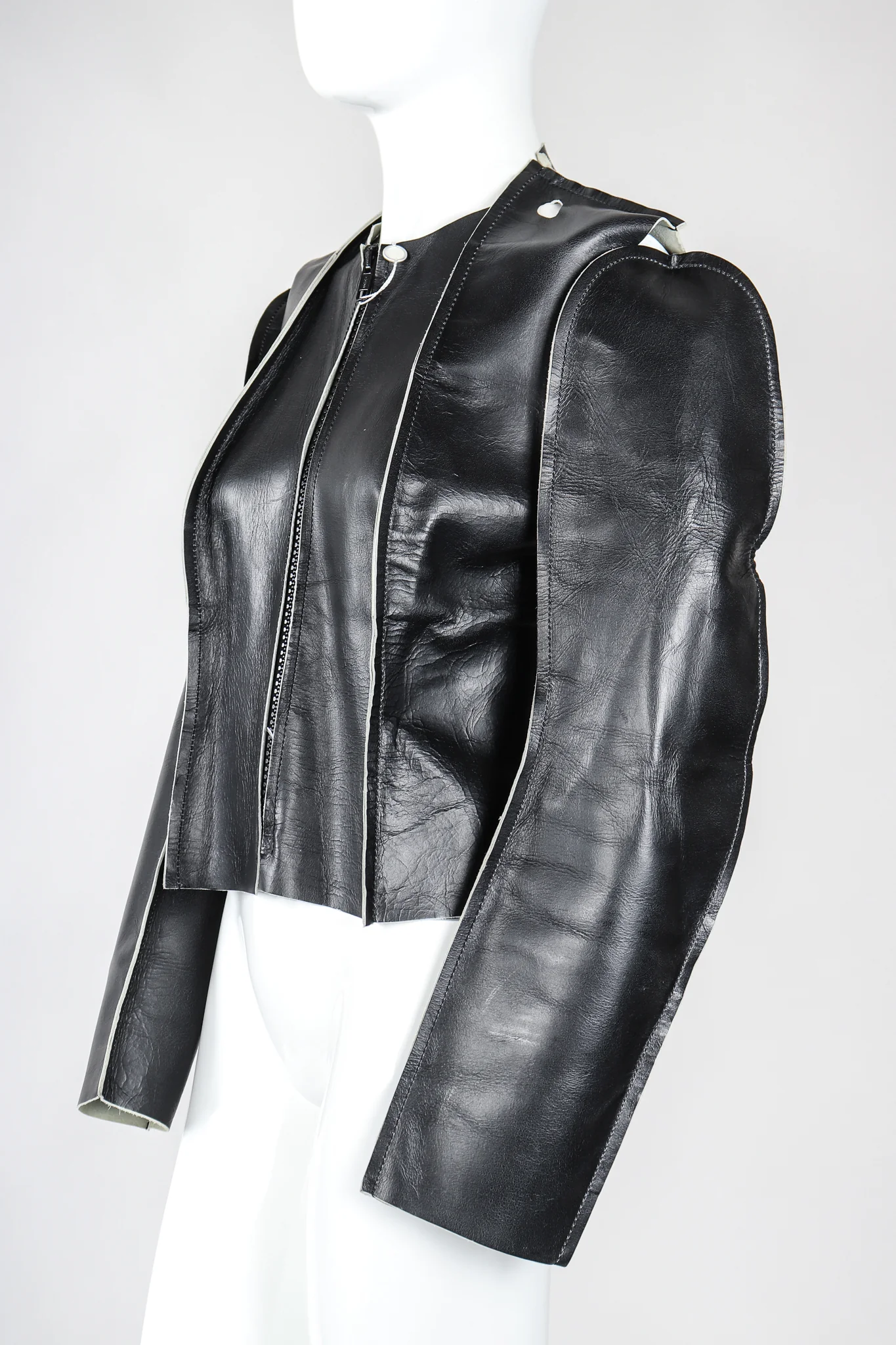 Leather Flat Pattern Jacket - Image 3