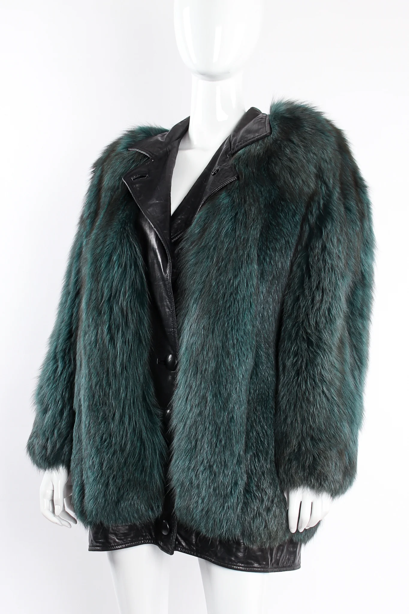 Fox Fur Leather Cocoon Coat - Image 2