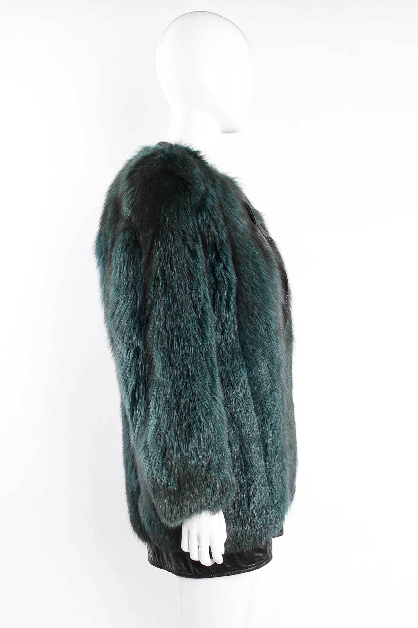 Fox Fur Leather Cocoon Coat - Image 5