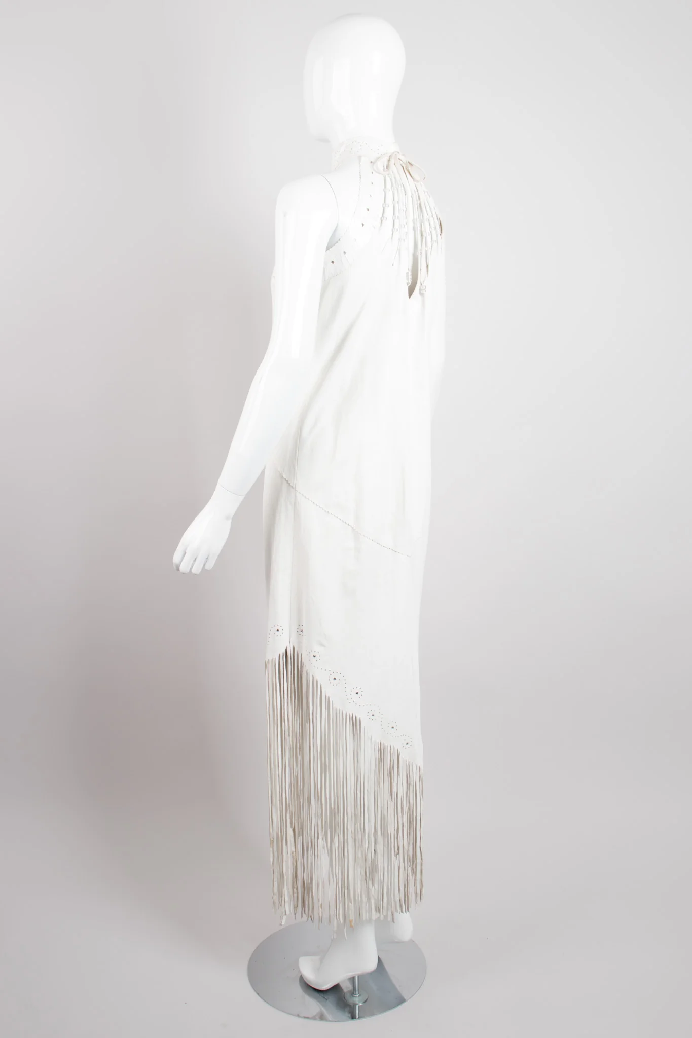 Leather Fringe Halter Dress - Image 4