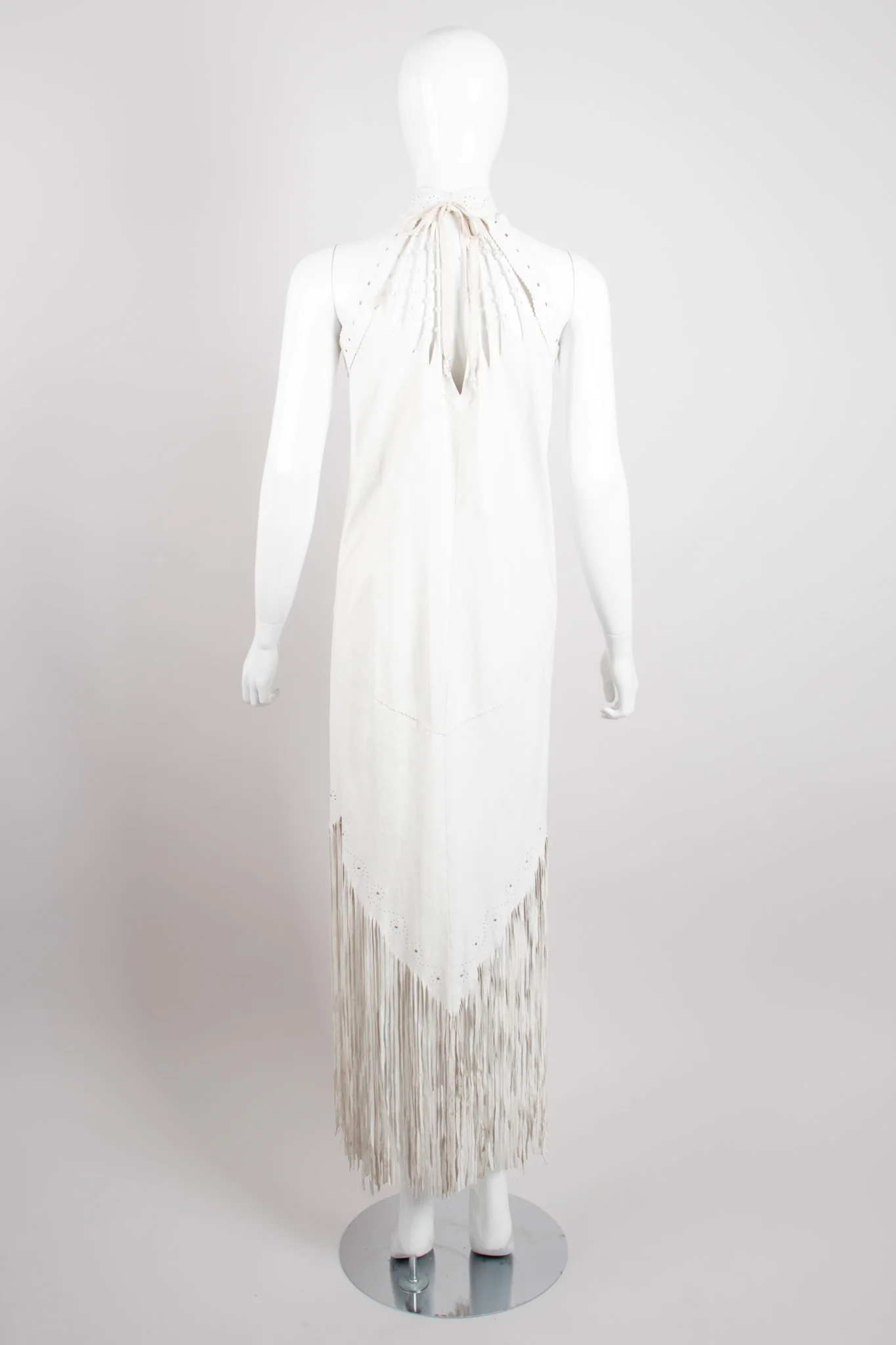 Leather Fringe Halter Dress - Image 5