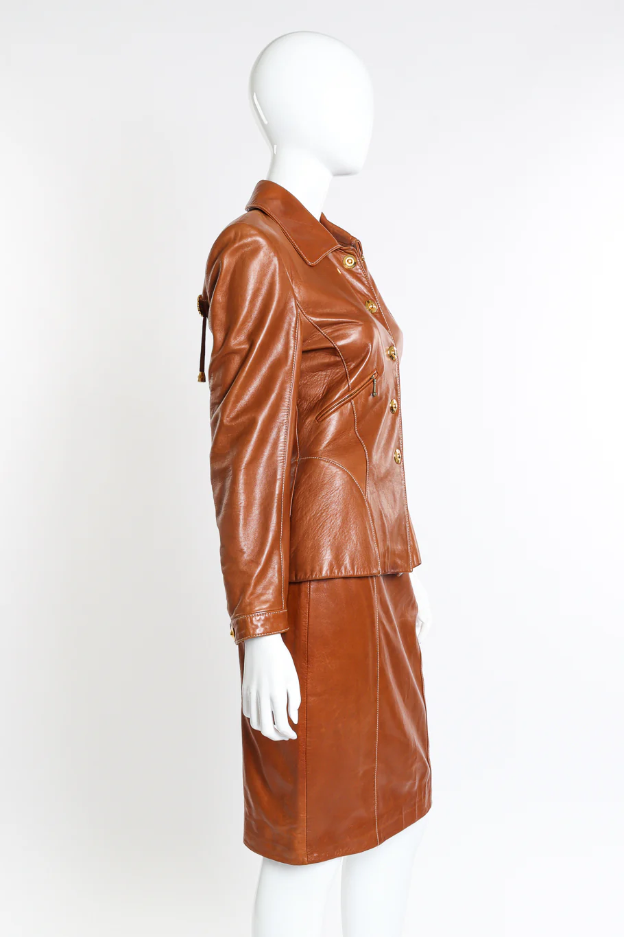 Leather Fringe Jacket & Skirt Set - Image 2