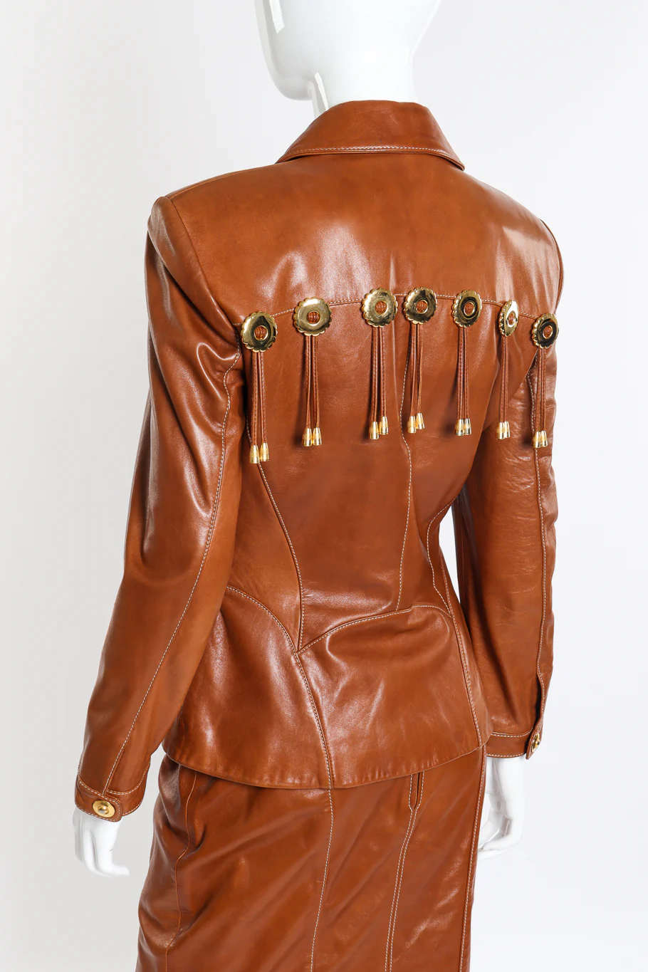 Leather Fringe Jacket & Skirt Set - Image 5