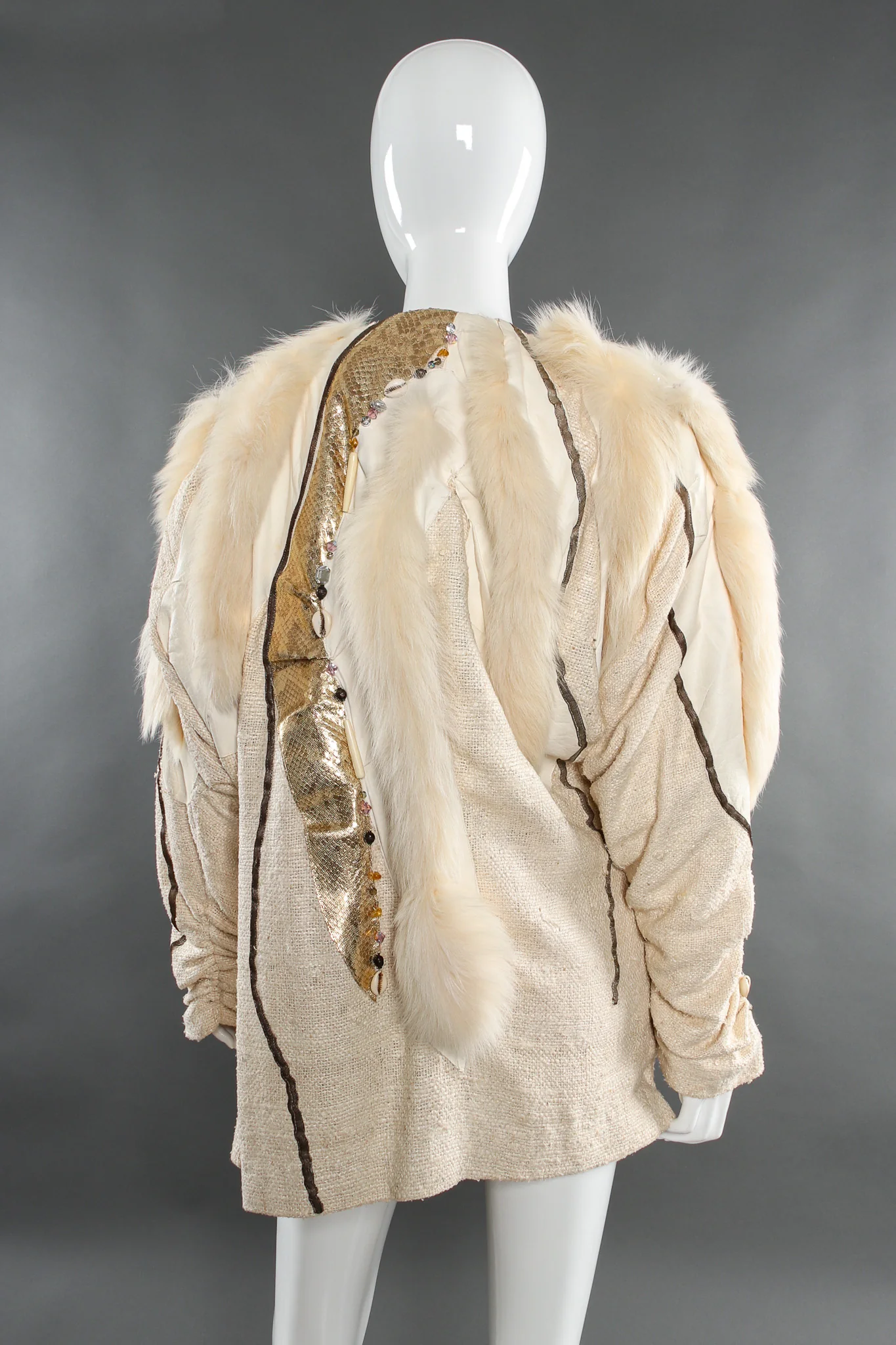 Artisanal Leather Fur Patchwork Jacket - Image 3