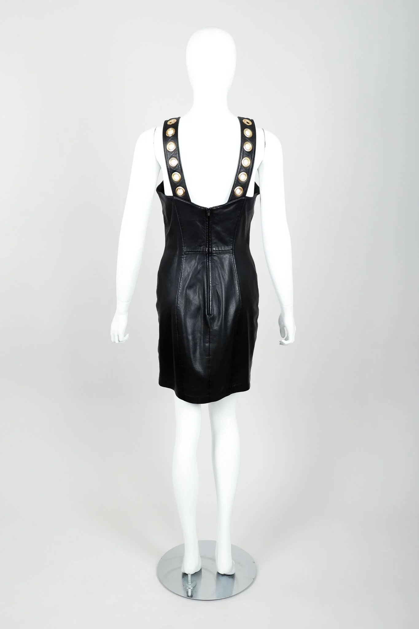 Leather Grommet Bodycon Dress - Image 4
