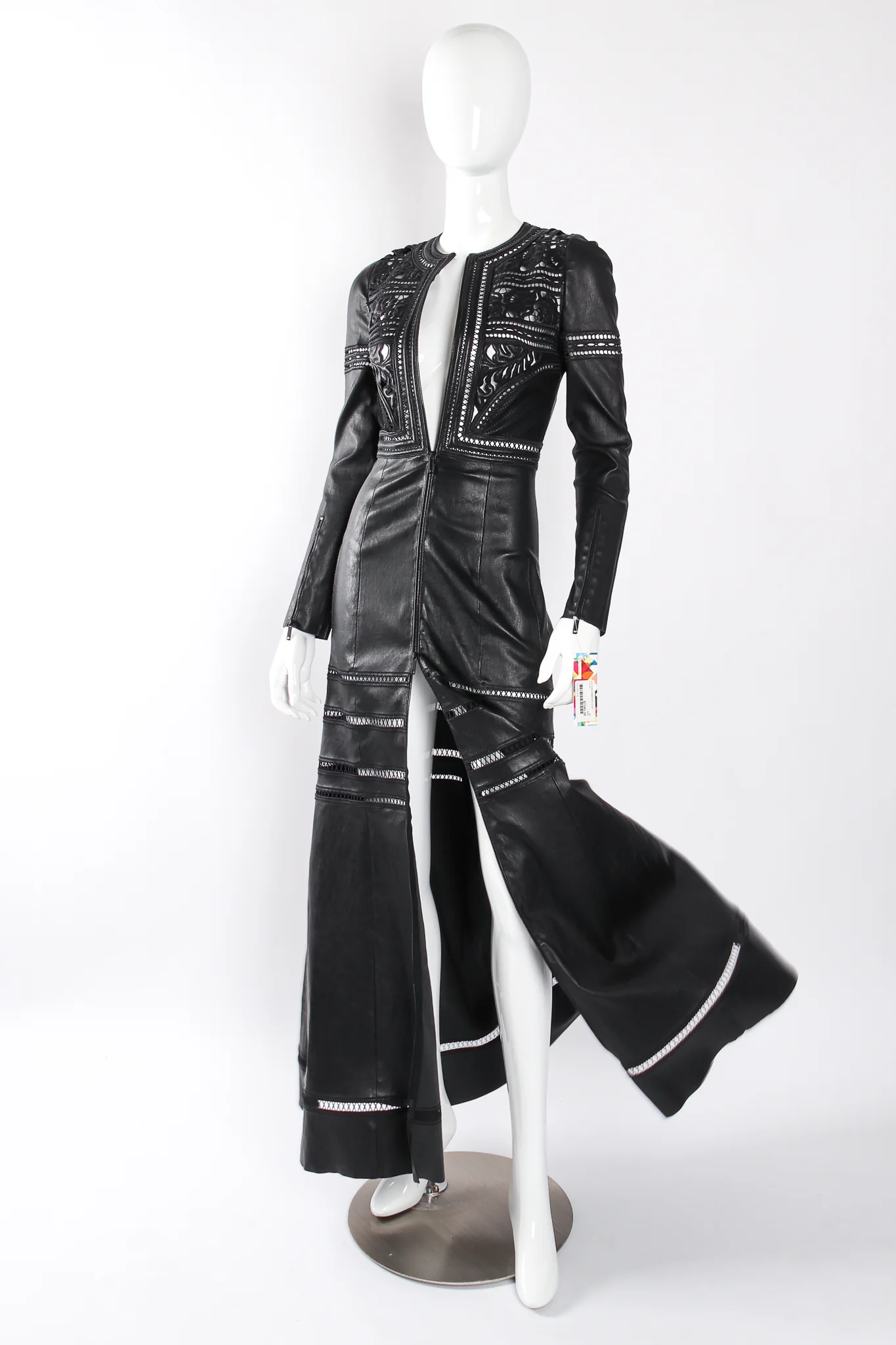 2016 A/W Leather Guipure Lace Coat Dress - Image 4