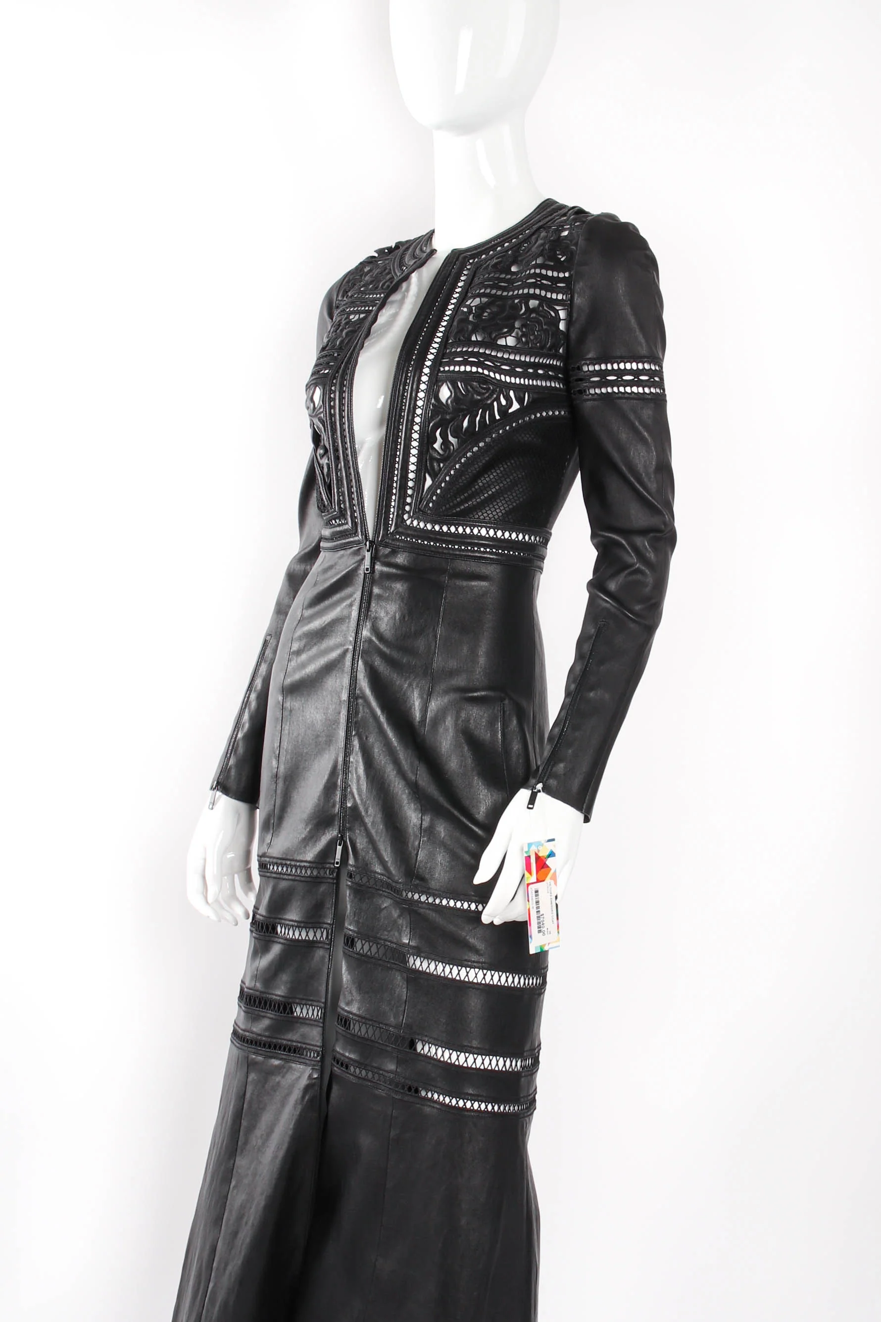 2016 A/W Leather Guipure Lace Coat Dress - Image 5