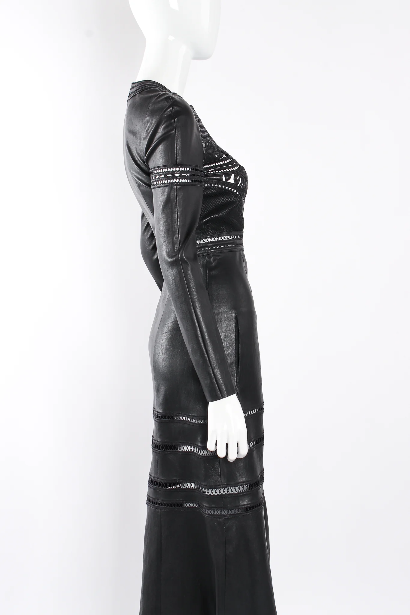 2016 A/W Leather Guipure Lace Coat Dress - Image 6