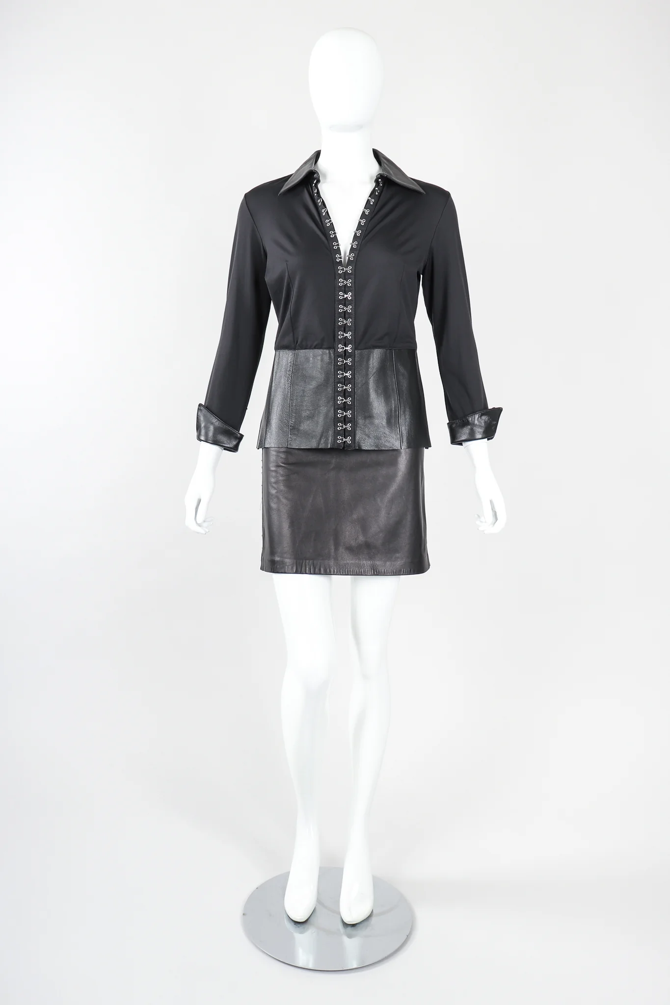 Leather Hooked Top & Skirt Set