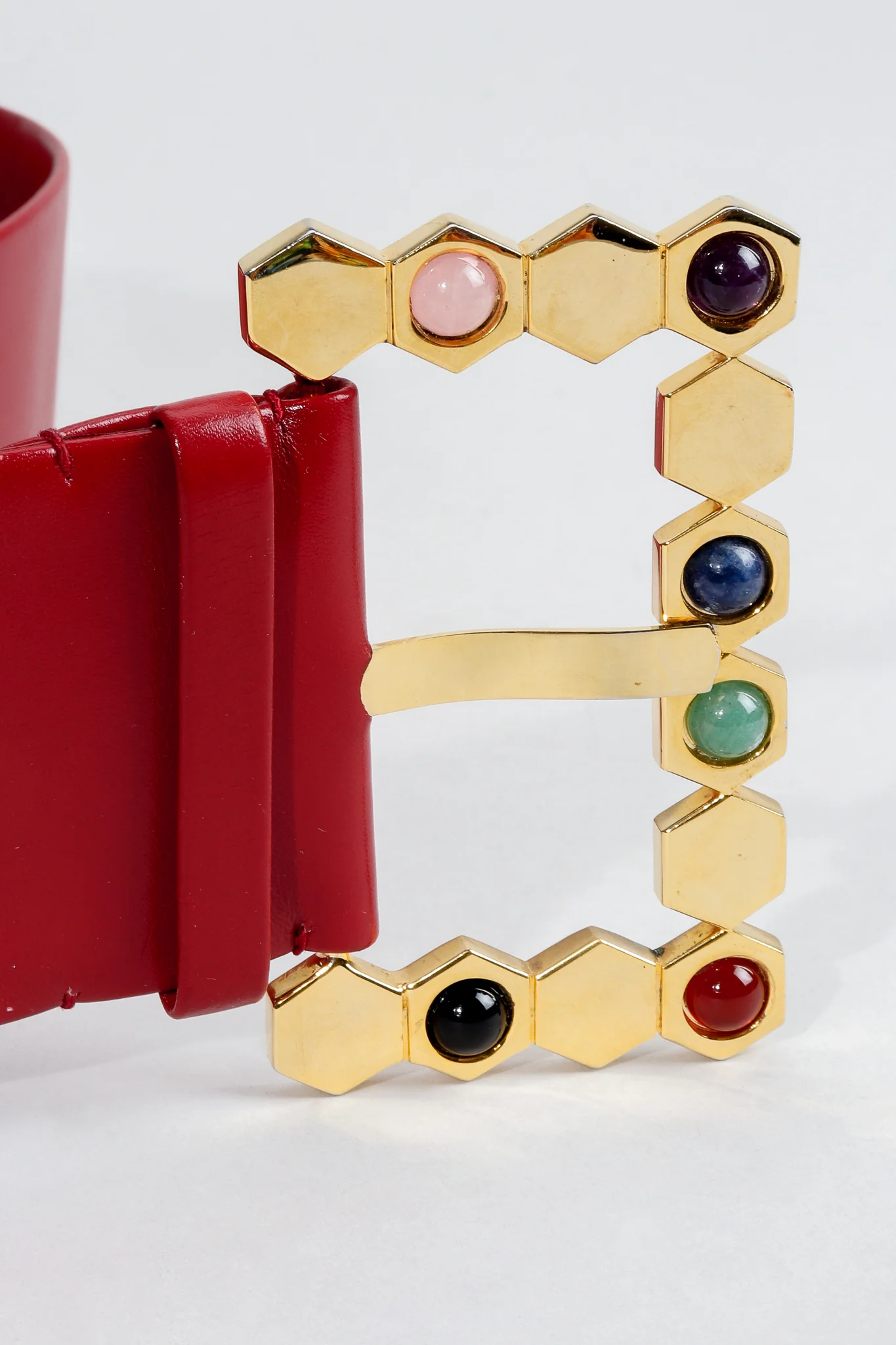 Leather Jeweled Buckle Belt - Image 4