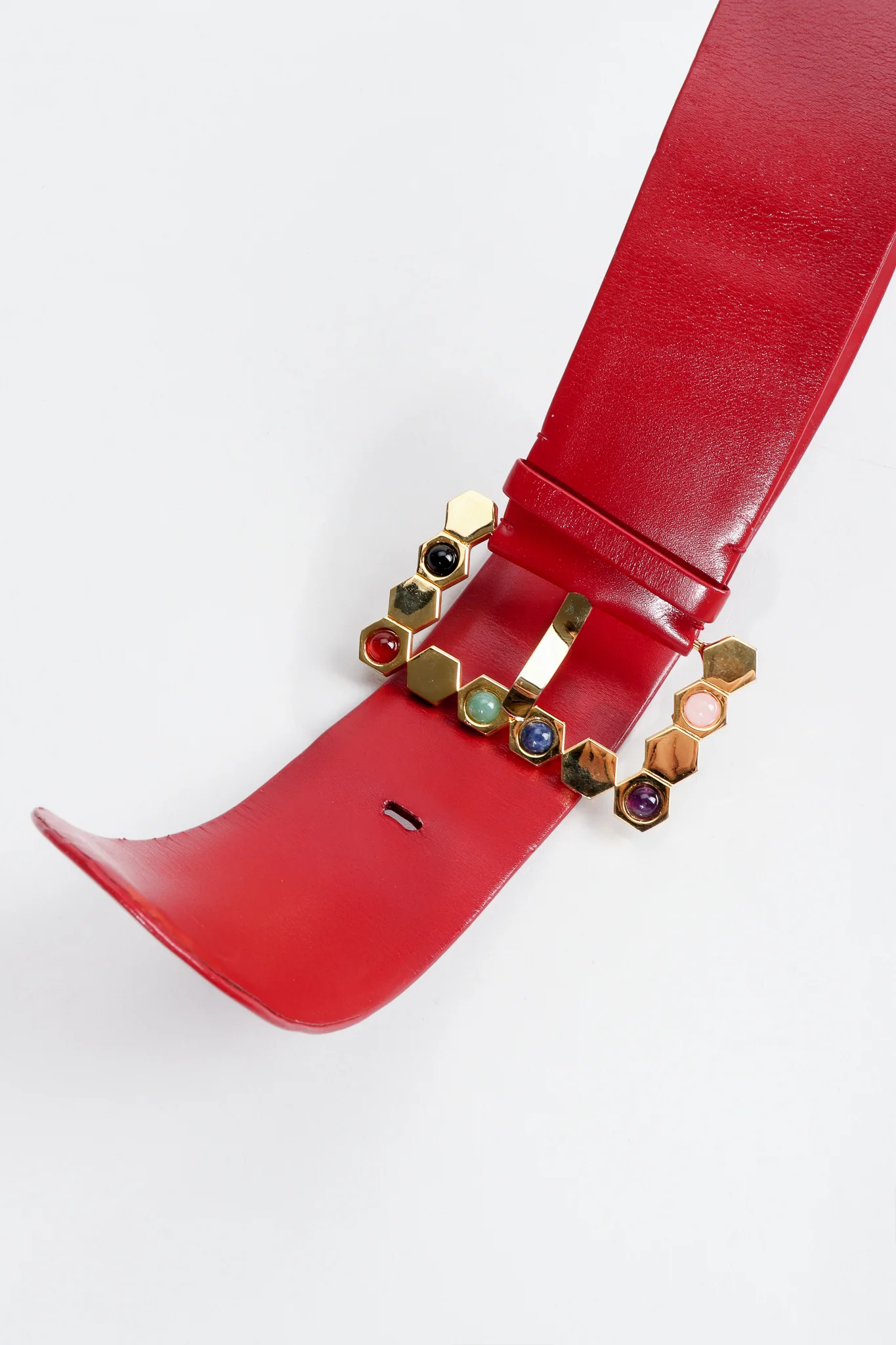 Leather Jeweled Buckle Belt - Image 5