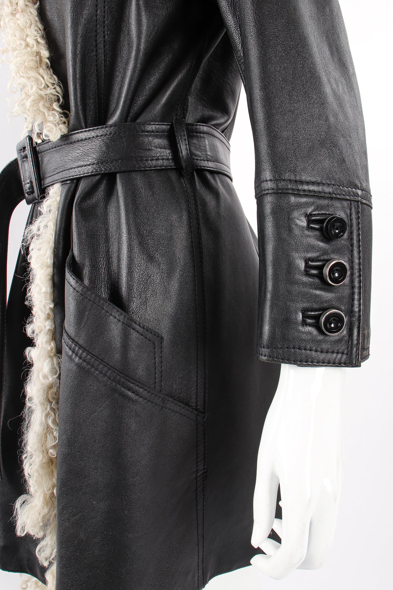Leather & Lamb Trench Coat - Image 8