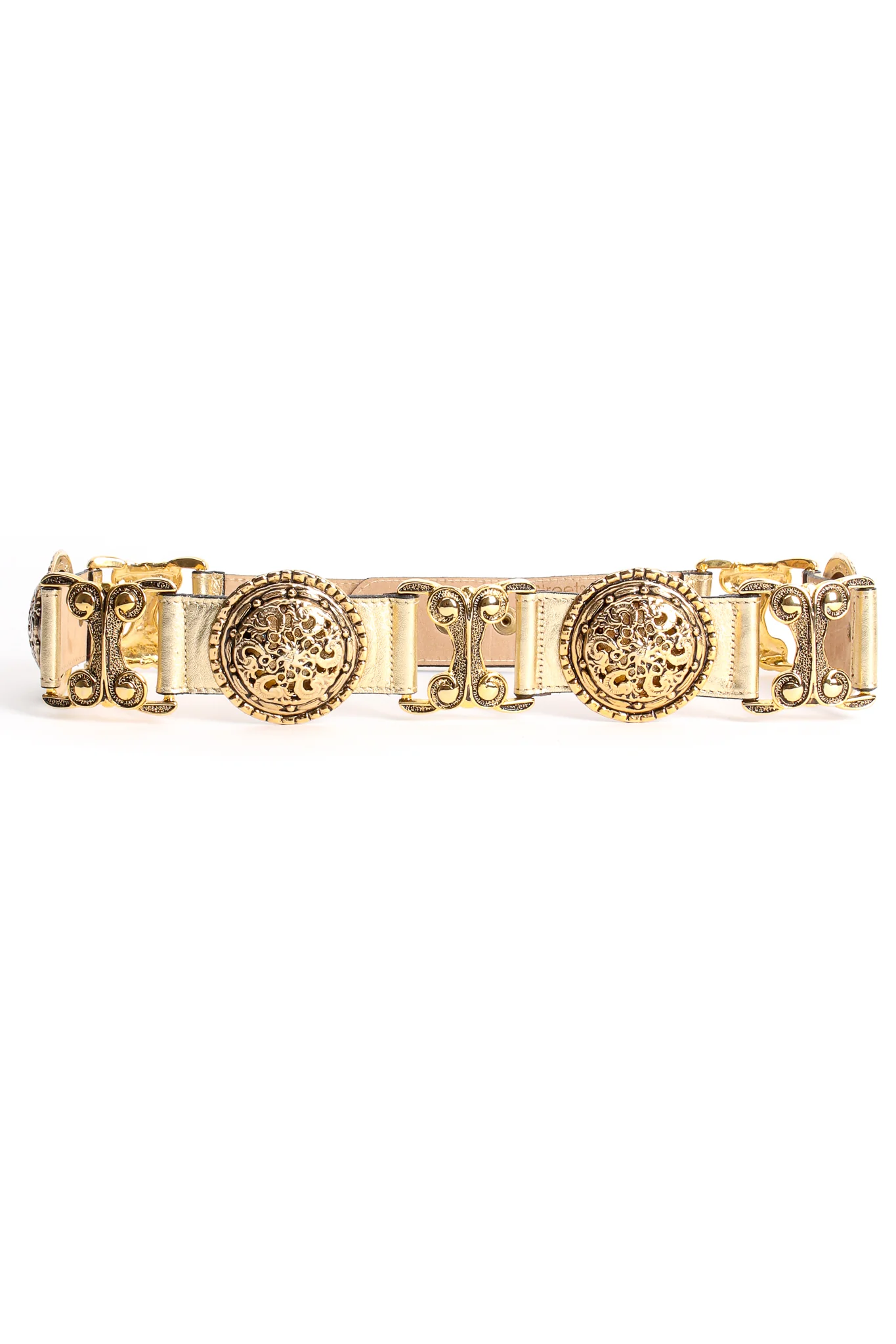 Leather Lamé Medallion Belt - Image 3