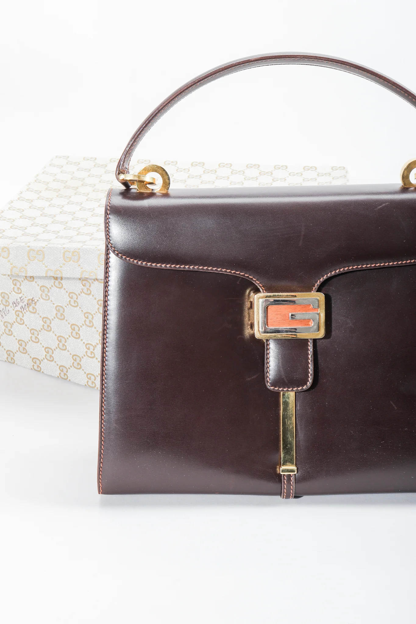 Leather Logo Clasp Satchel - Image 7