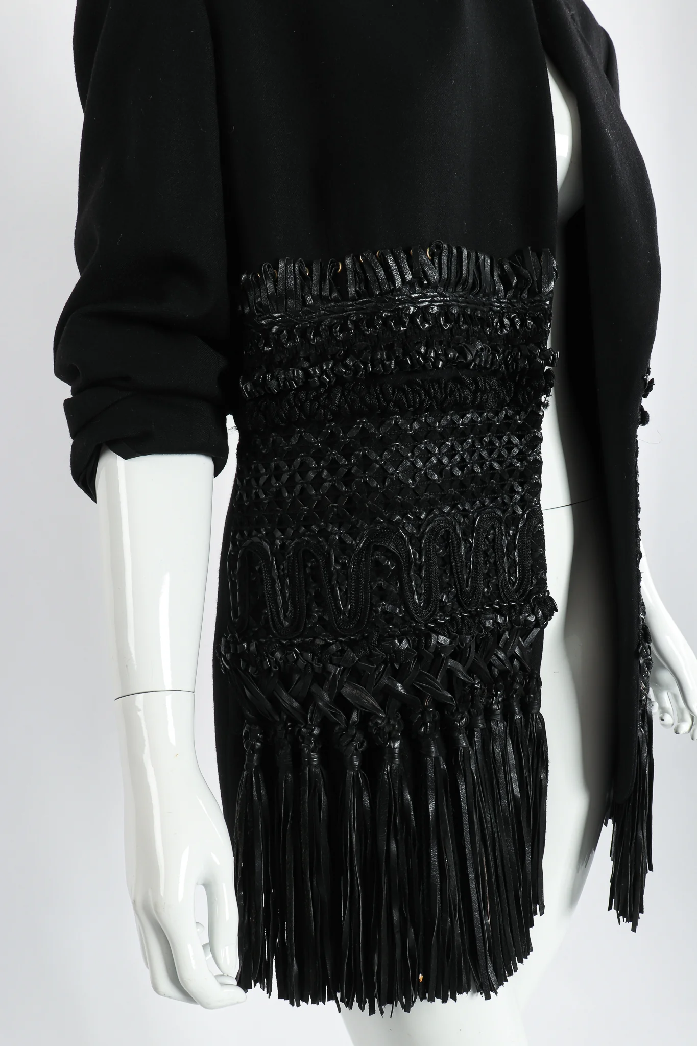Leather Macrame Boyfriend Jacket - Image 3