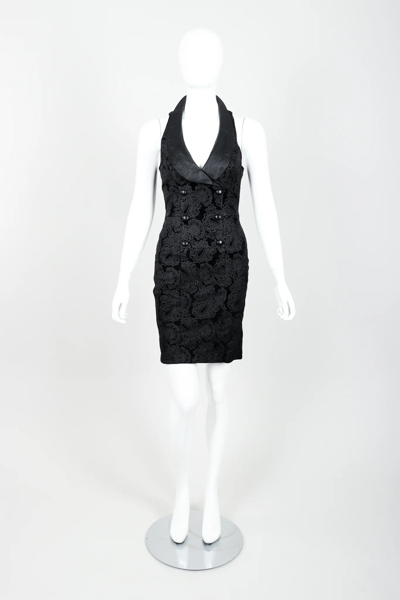 Leather Paisley Tuxedo Dress - Image 4
