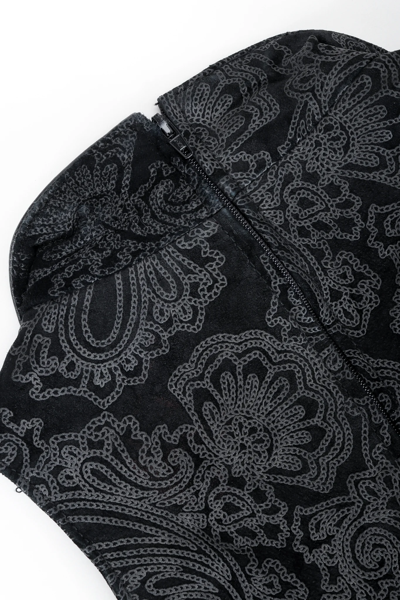 Leather Paisley Tuxedo Dress - Image 9